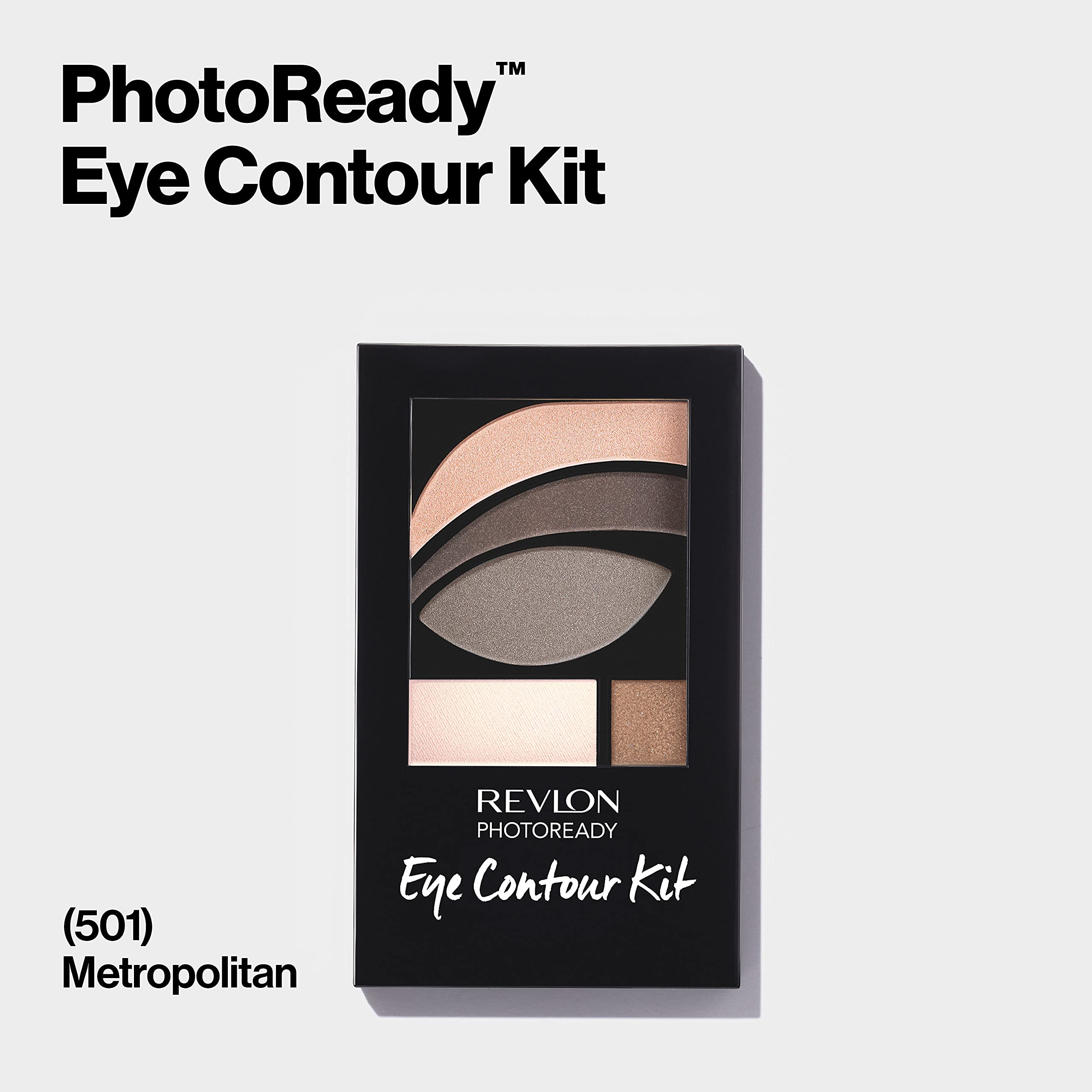 Revlon Photoready Eye Contour Kit, Eyeshadow Palette With 5 Wet/Dry Shades & Double-Ended Brush Applicator, Metropolitan (501),