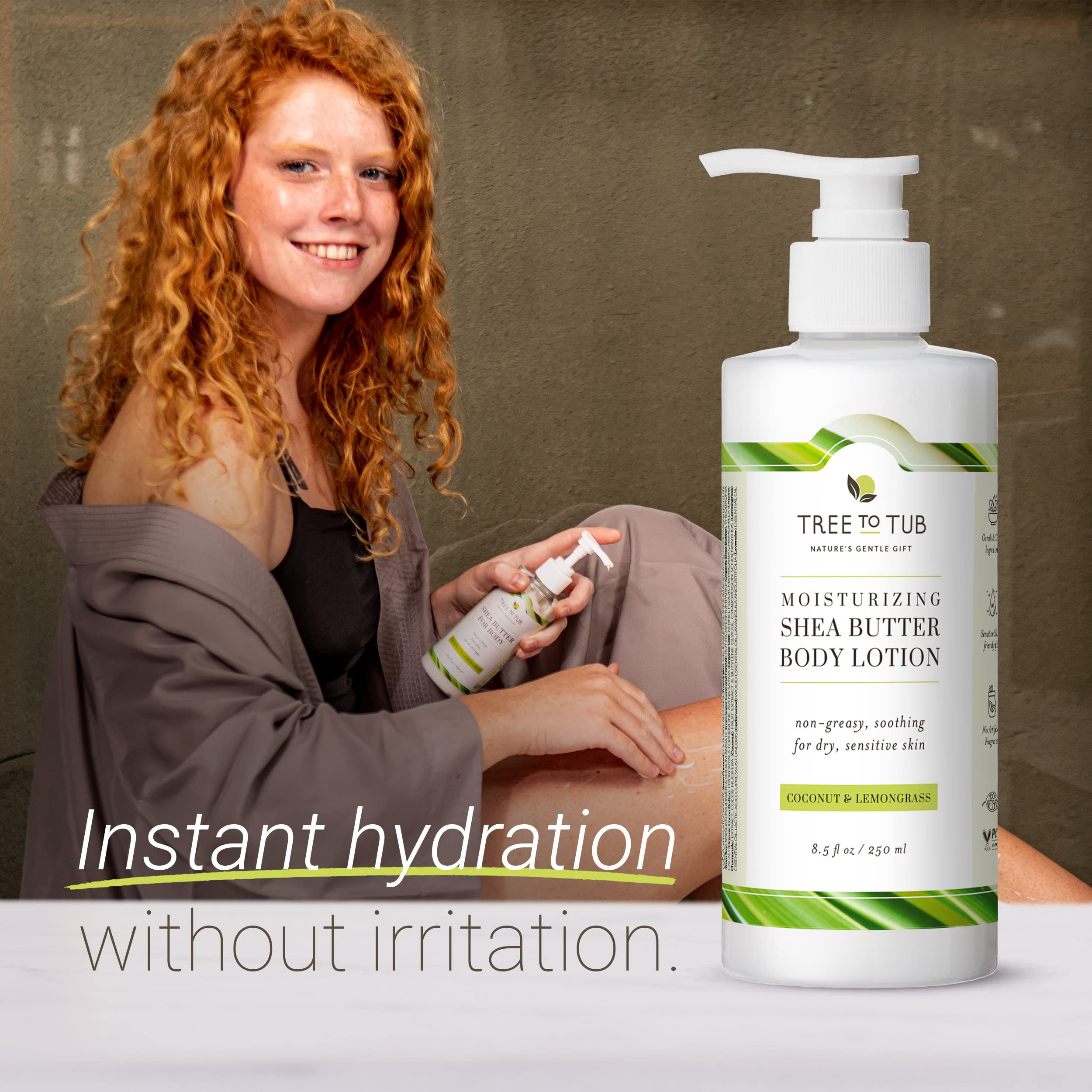 Tree to Tub Cocoa Butter Lotion for Sensitive Skin - Moisturizing Shea Butter Lotion for Extremely Dry Skin for Women & Men - Le