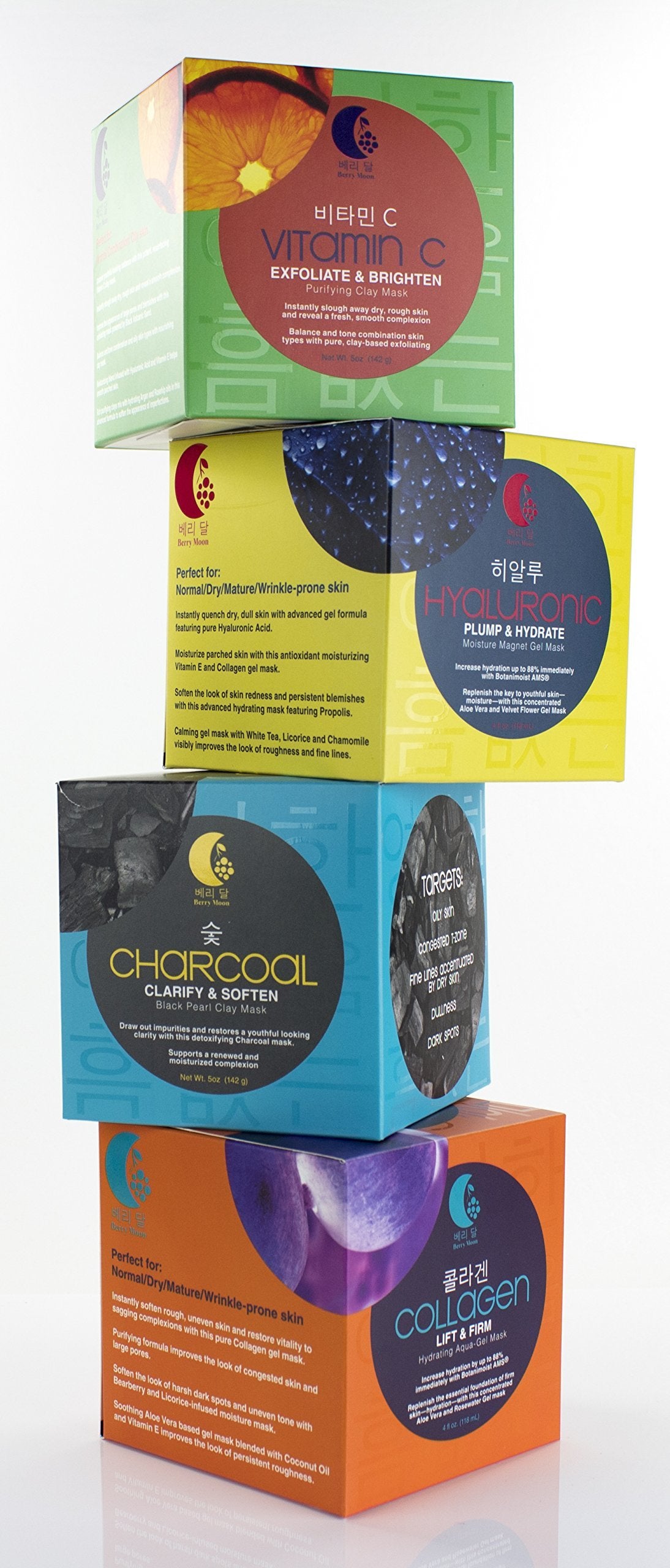 Berry Moon Anti-aging Vitamin C Clay Mask for rough skin, clogged pores, wrinkles, dark spots. With Hyaluronic Acid, Ferulic Aci