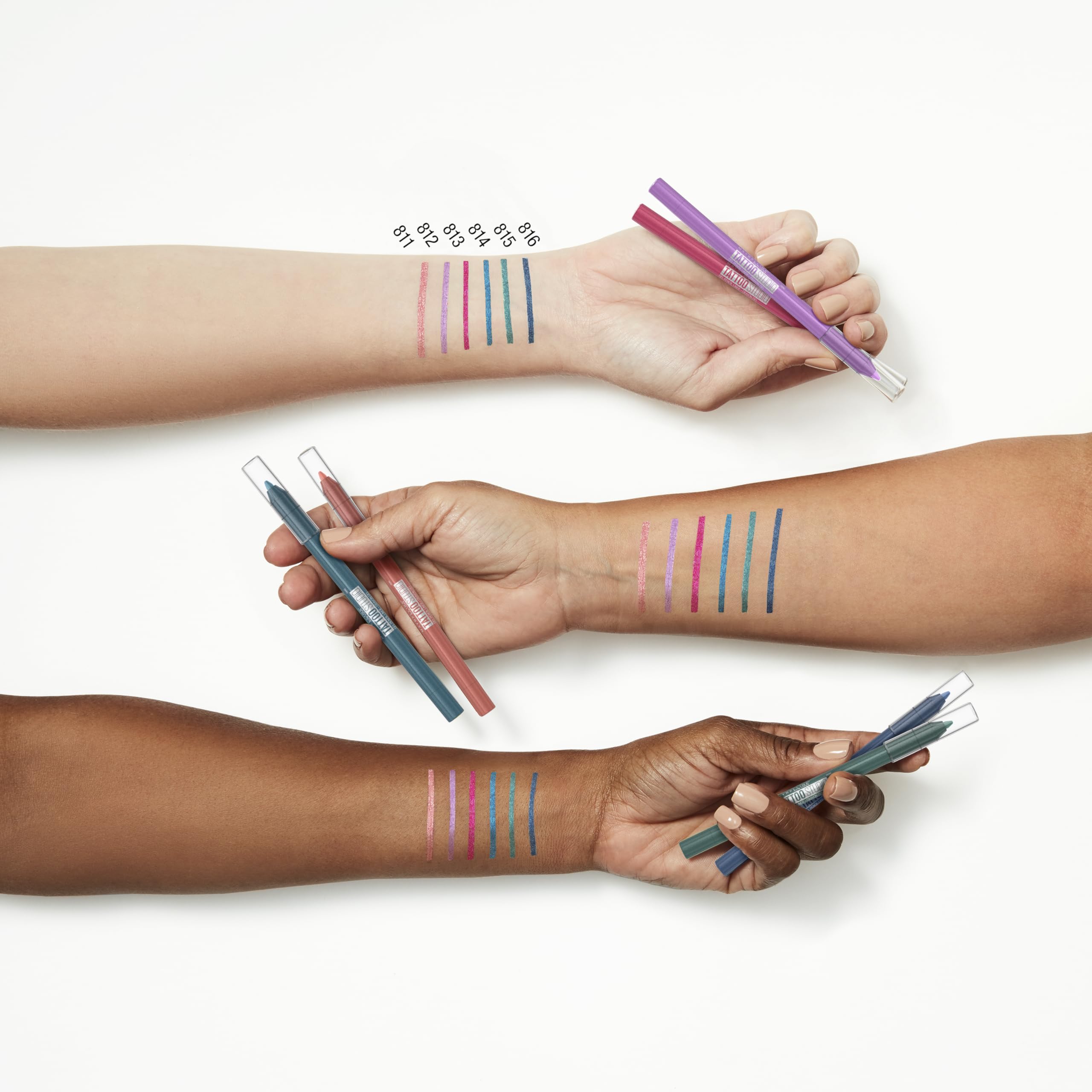 Maybelline Tattoo Studio Sharpenable Eyeliner Pencil, 36 Hour Wear, Waterproof, Peach Pop, 1 Count