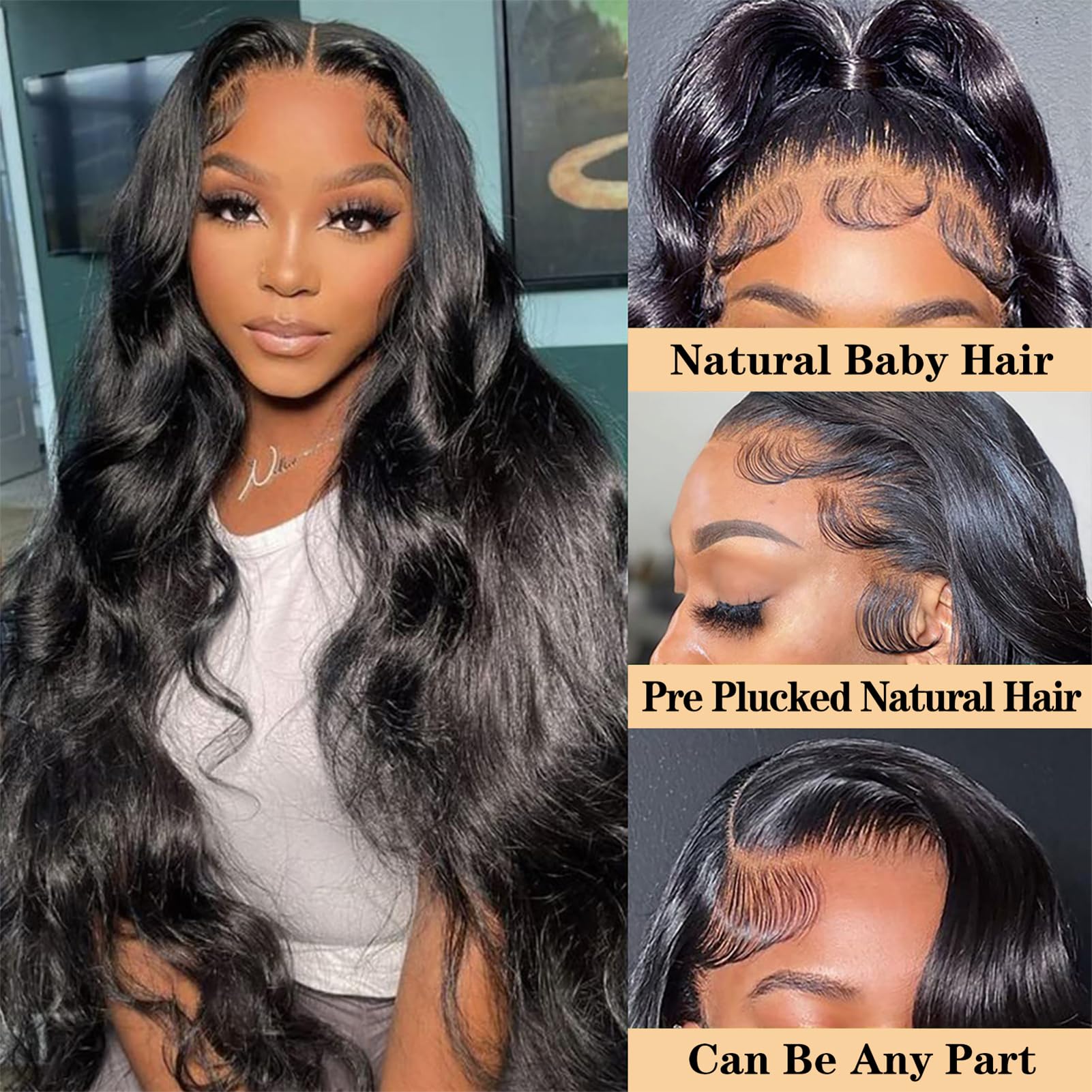 Royal Impression Body Wave Lace Front Wigs Human Hair Pre Plucked 13X4 Hd Lace Frontal Wigs Human Hair 180% Density Transparent