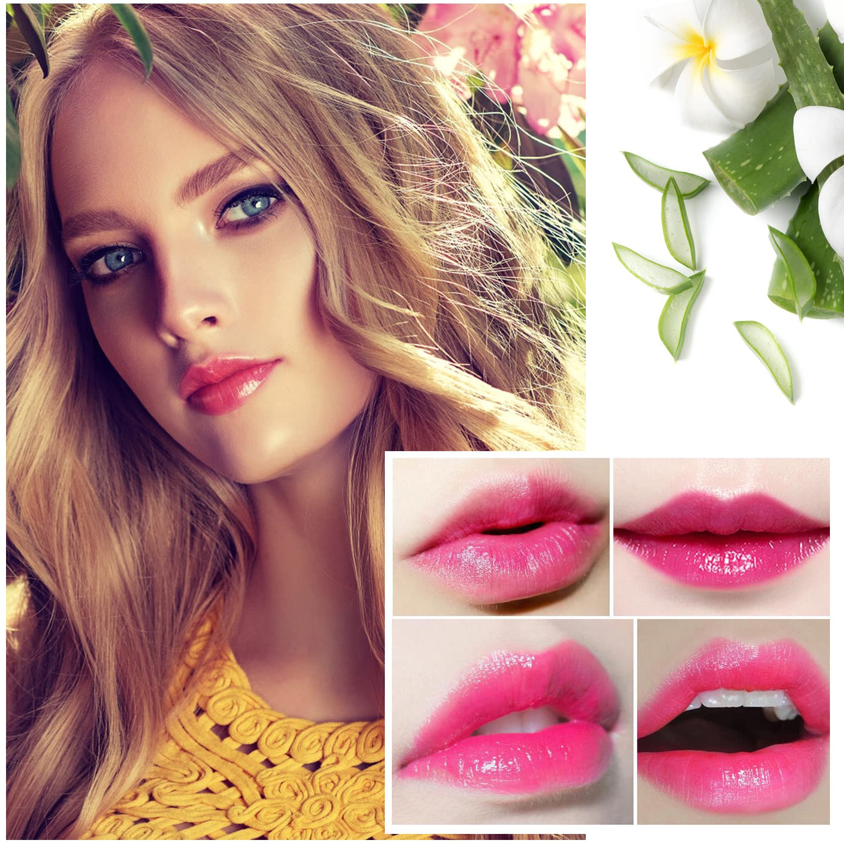Lzylls 6 Pack Aloe Vera Lipstick,Long Wear Nourishing Lip Stick,Waterproof Moisturizing Color Changing Lip Balm Lipstick,Lip Glo