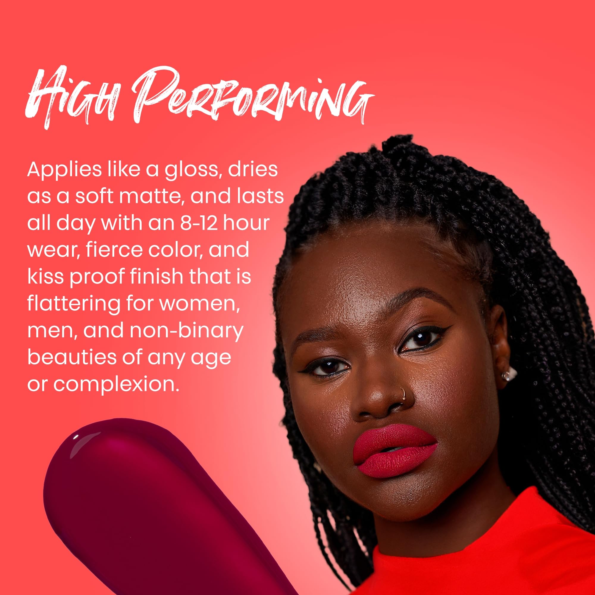 The Lip Bar Vegan Liquid Matte Lipstick, High Pigment Color & Long-Lasting With 8-12 Hours Of Wear, Naturalista, Rich Auntie, 2