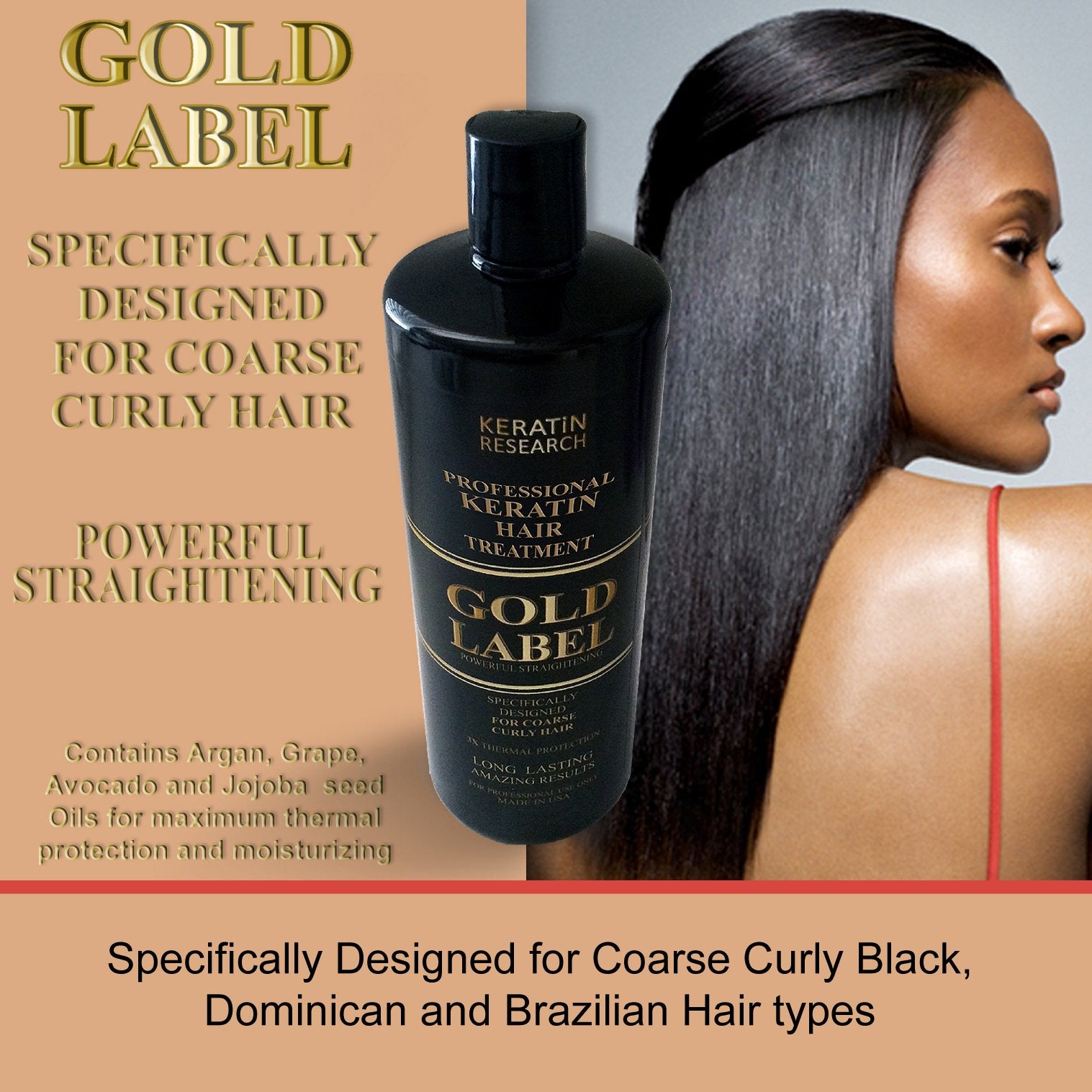 GOLD LABEL Brazilian Keratin Blowout Hair Treatment Super Enhanced Winning Formula for All Hair Types & Colors Incl Blondes, Ble