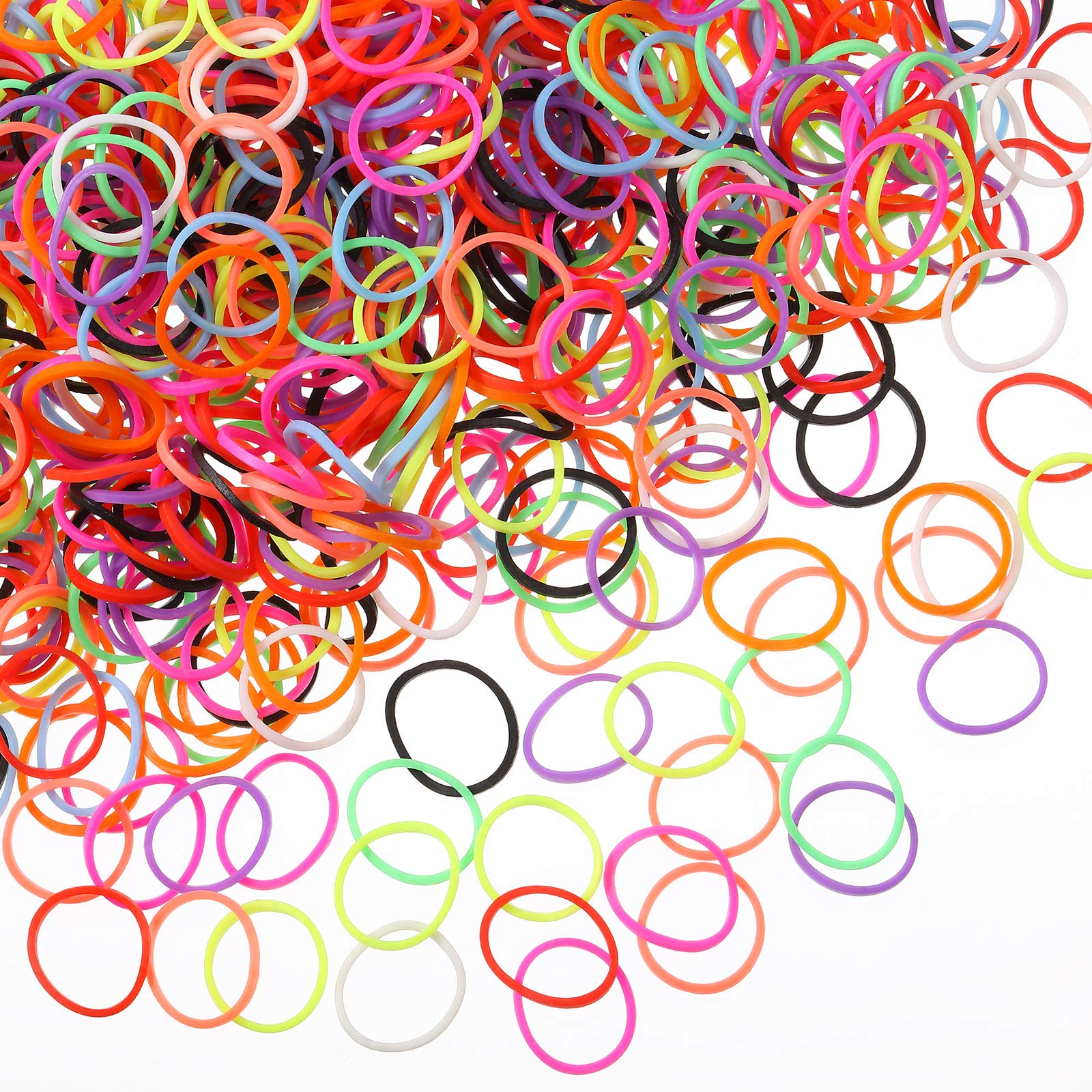 Hicarer 1000 Mini Rubber Bands Soft Elastic Bands for Hair Braids(1.5 cm,Multicolor)