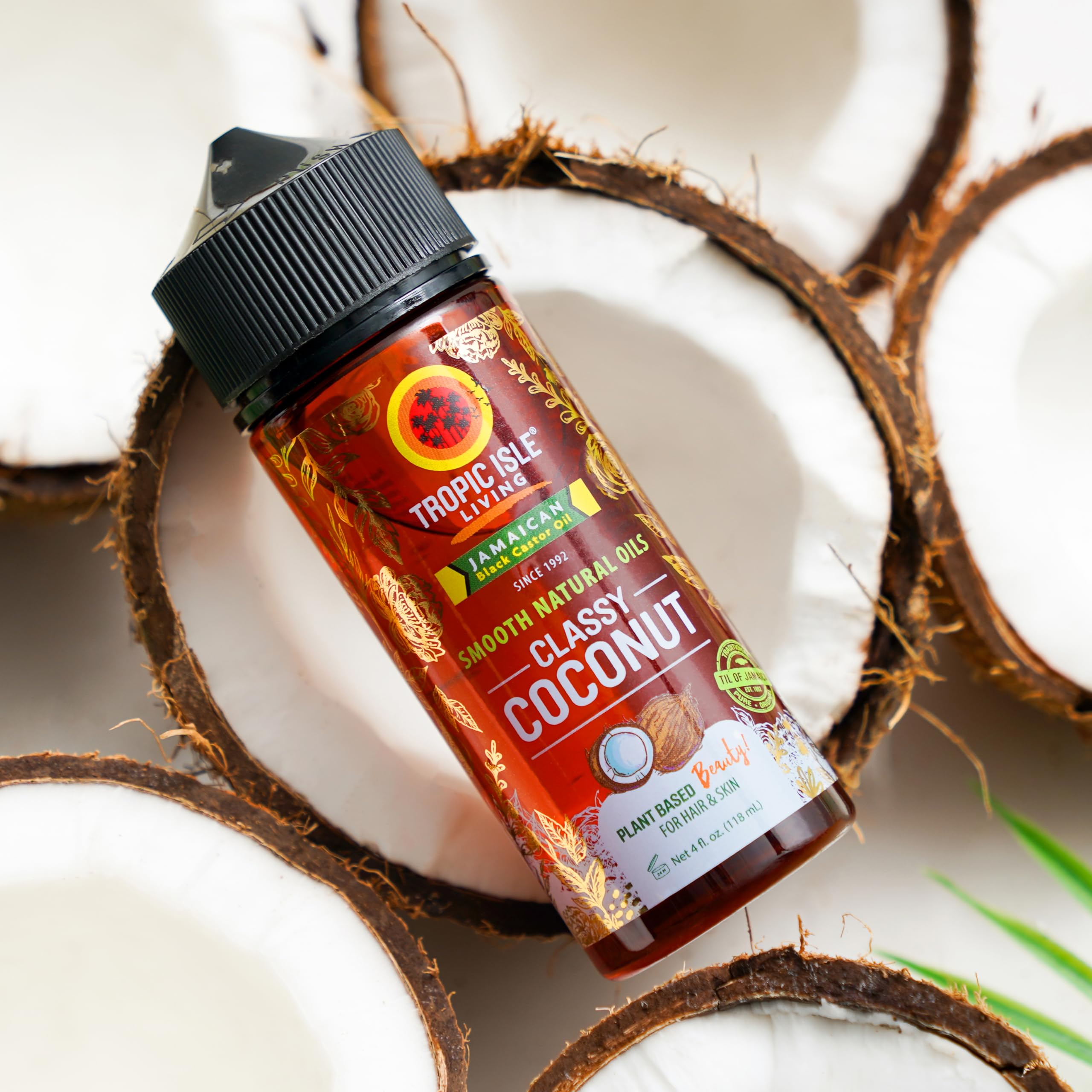 Tropic Isle Living Smooth Natural Coconut Oils for Hair Growth & Skin Care | Refreshing Fragrance | Hydrating Massage Oil | 4oz