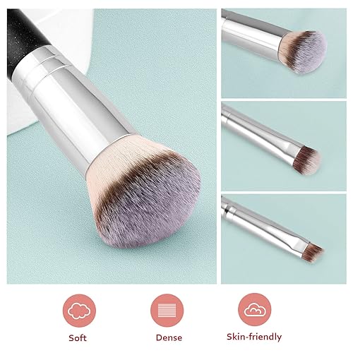 Makeup Brushes Dual-Ended Foundation Brush - Start Makers 2-In-1 Concealer Brush Face Eyebrow Eyeshadow Brush For Liquid, Powder