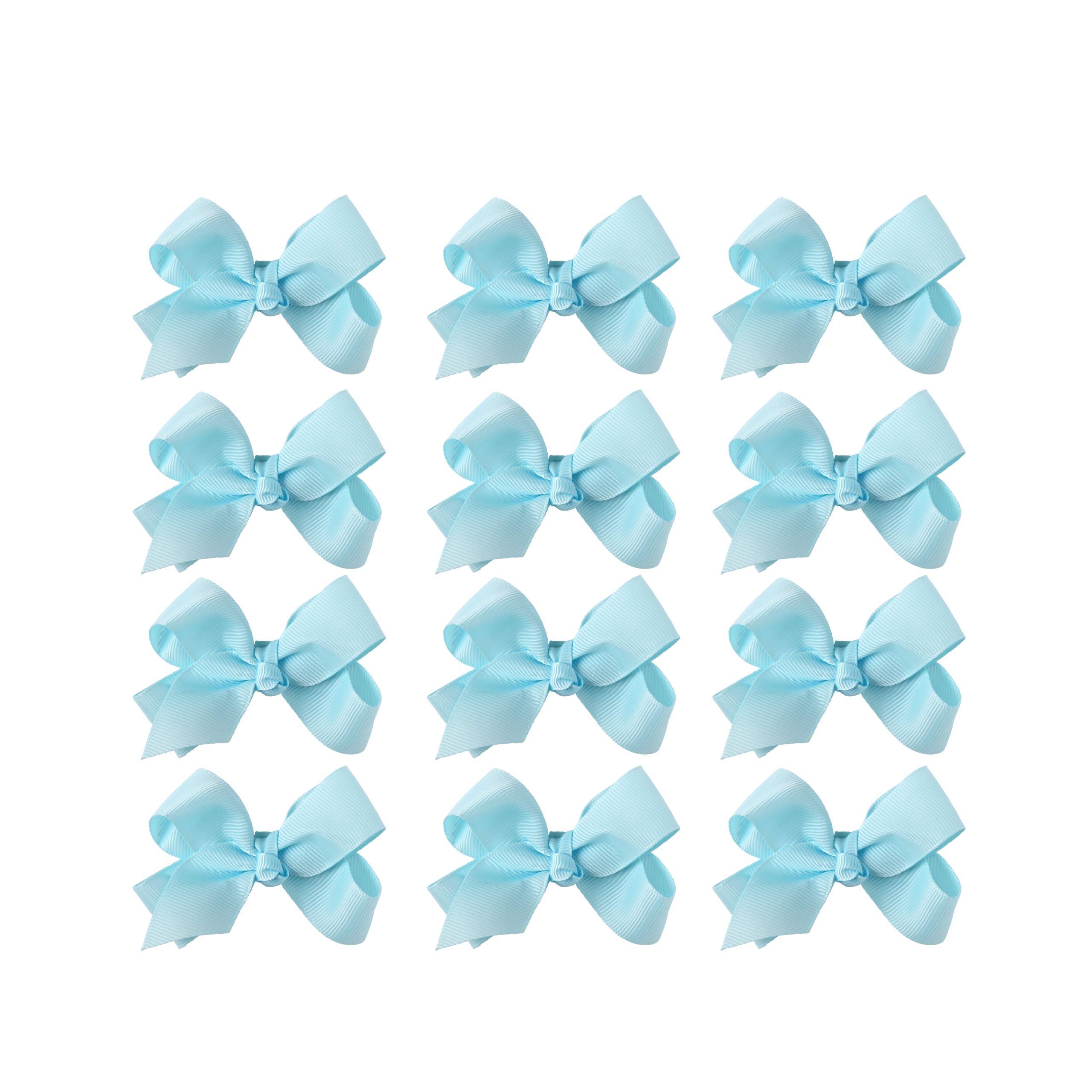 Small Solid Bow for Girls - Set of 12 (Light Blue)