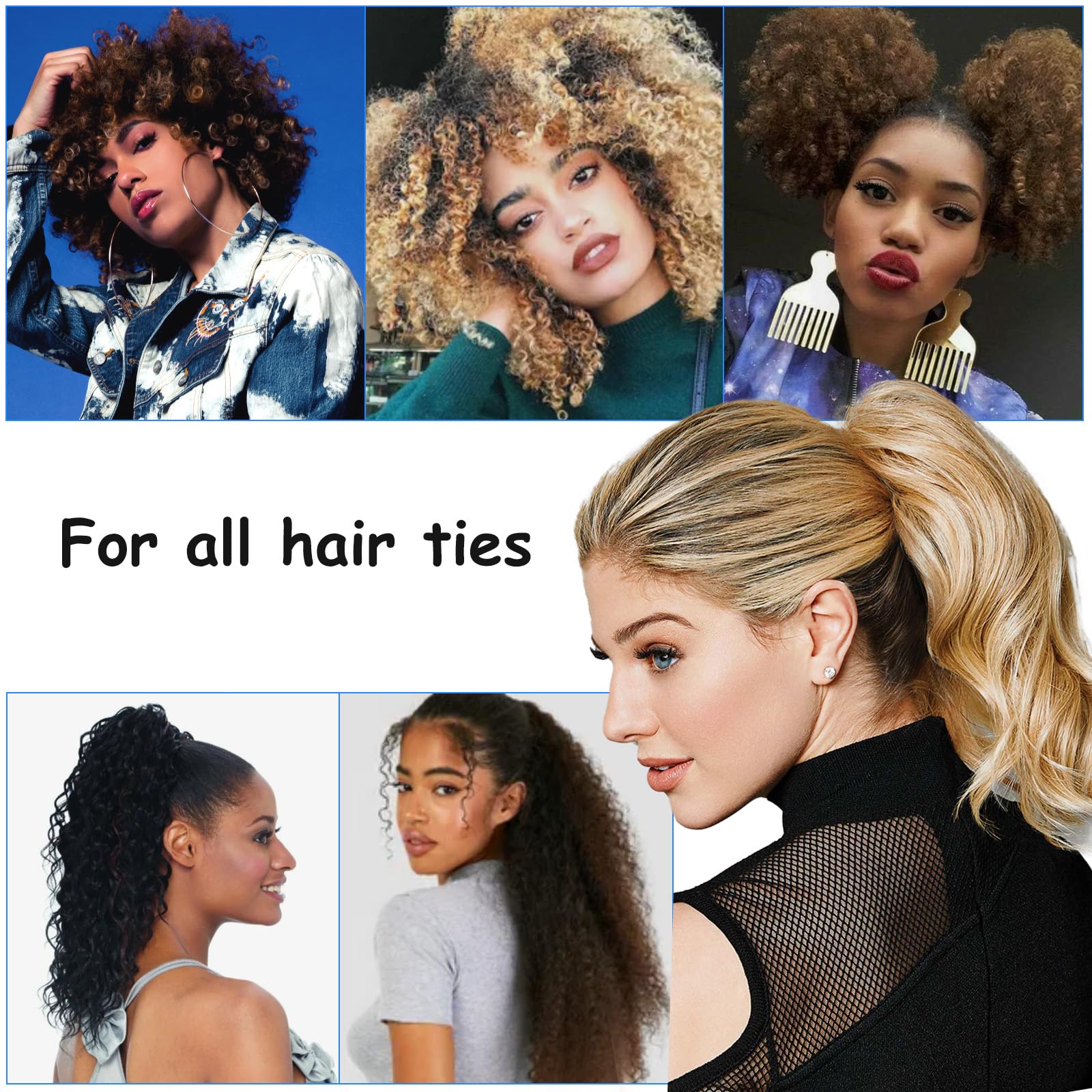 Gjinxi Elastics Ties Long Hair Large Ponytail Holders Cuff Big Tie Bands Adjustable Drawstring Anti-Slip Loc Accessories Natural