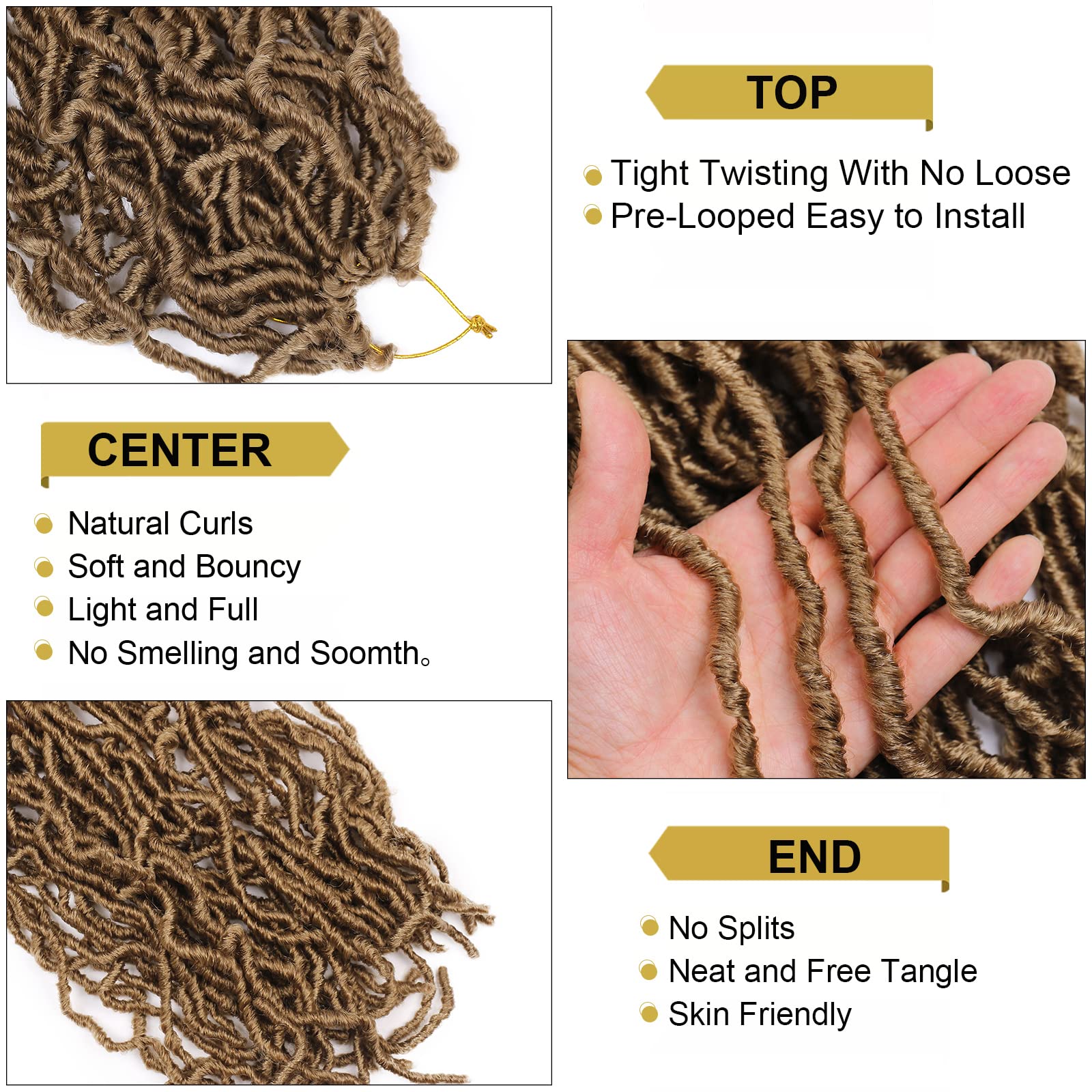 Blonde Soft Locs Crochet Hair 20 Inch 7 Packs Faux Locs Crochet Hair Goddess Locs Hair Extensions