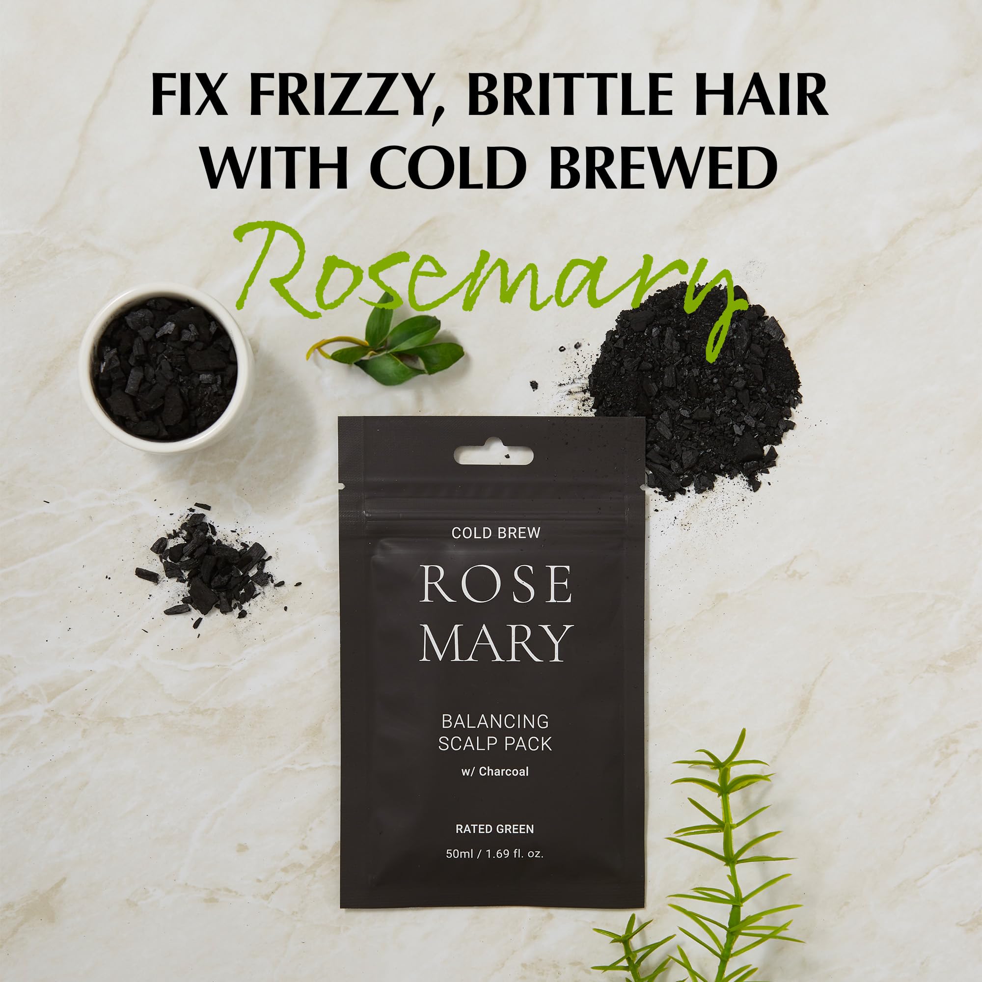 Rated Green Cold Brew Rosemary Balancing Scalp Pack W/ Charcoal | Korean Hair Conditioning Mask | Deep Conditioning Hair Mask Fo