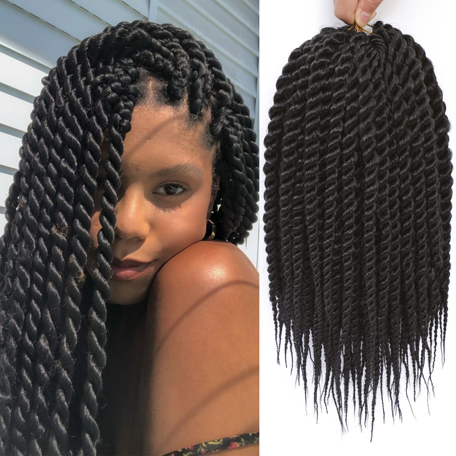 Admutty Havana Twist Crochet Hair 6 Packs 14 inch Crochet Braids Senegalese Twist Crochet Braiding Hair, Jumbo Havana Mamba Twis