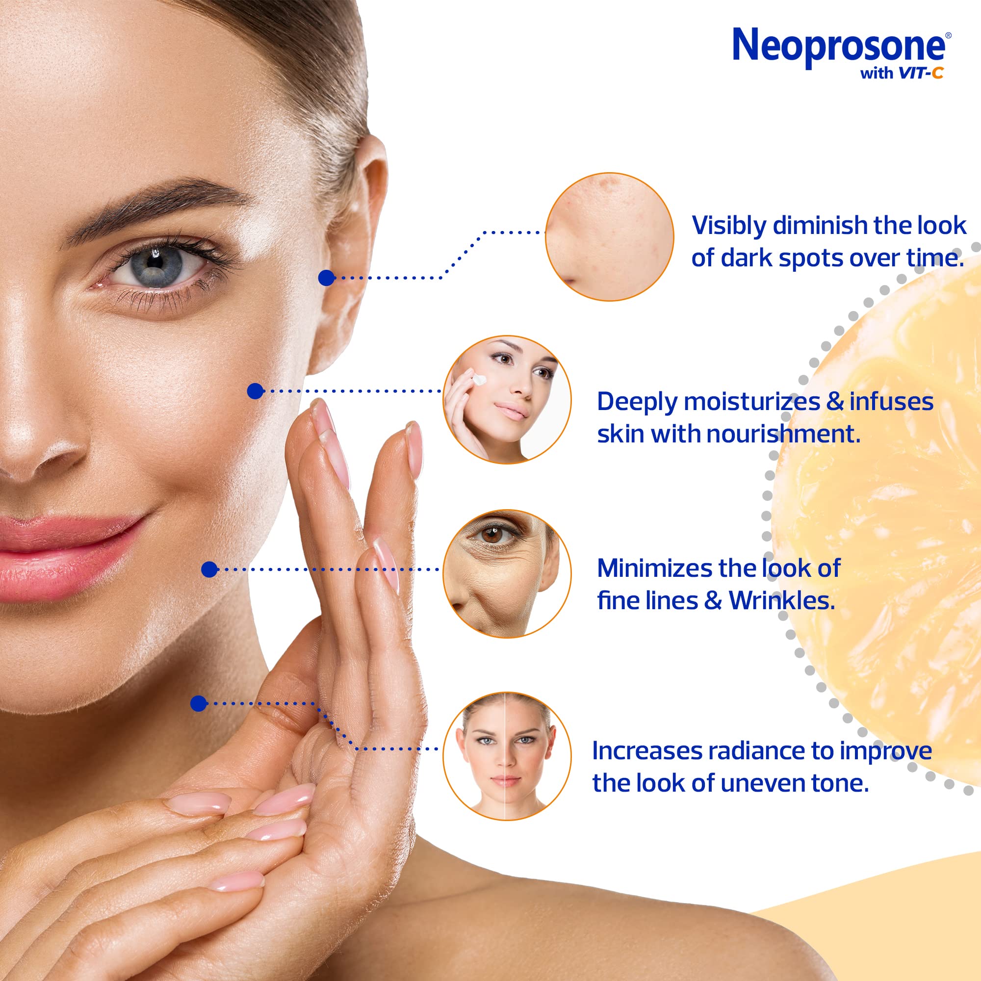 Neoprosone Skin Brightening Cream with Vitamin C & Alpha Arbutin, 1.7 Fl oz / 50 ml - Enhances Radiance & Even Skin Tone