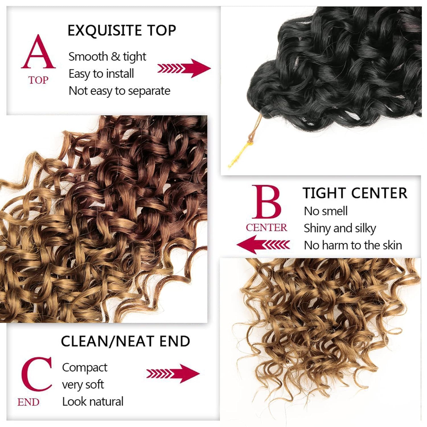 Gogo Curl Crochet Hair 18Inch Water Wave Crochet Hair Ombre Synthetic Bohemian Crochet Braid Deep Wave Braiding Hair Extensions