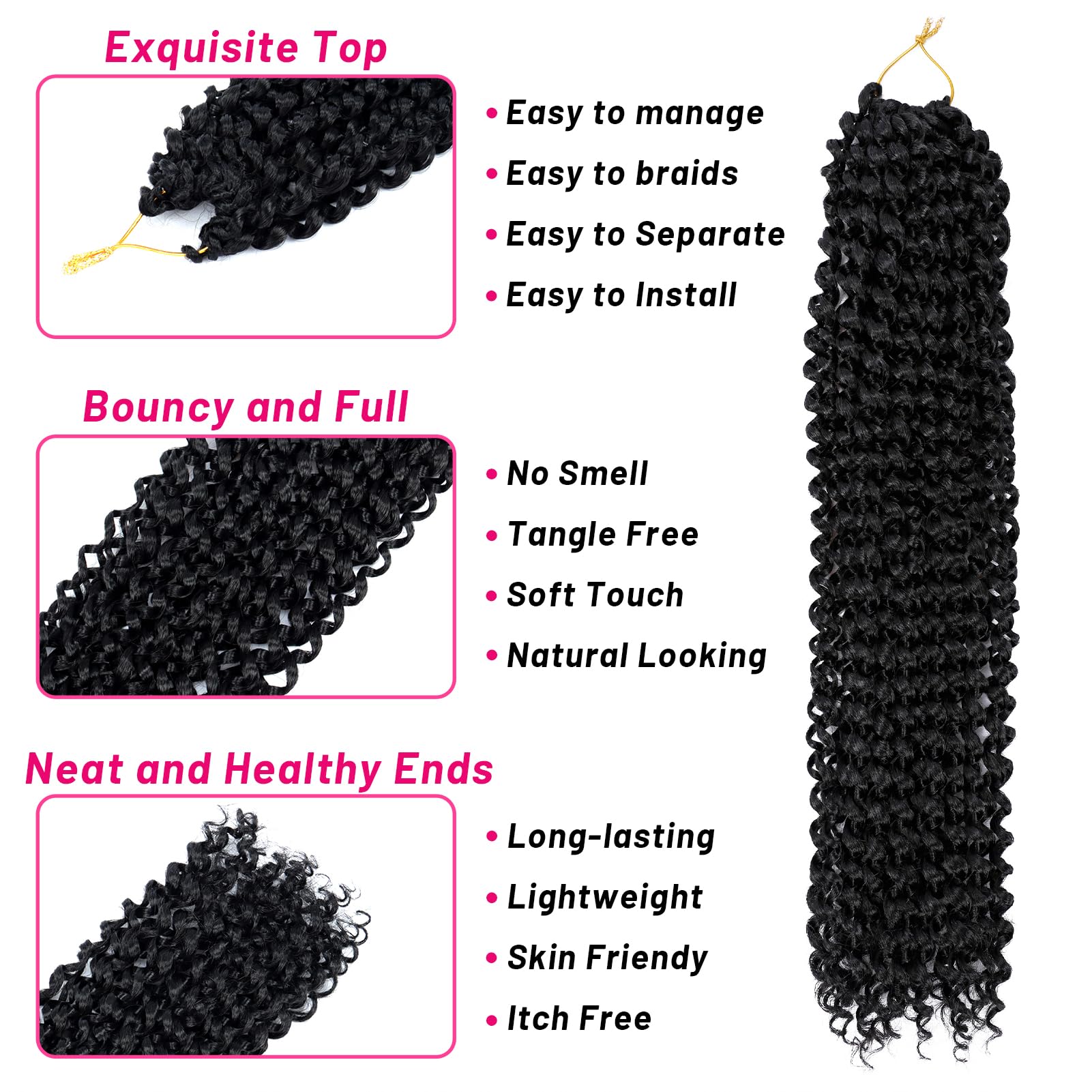 Dorsanee Passion Twist Hair 18 Inch 7 Pakcs Water Wave Crochet Hair Bohemian Curly Braiding Hair For Boho Braids, Yanky Twist, C