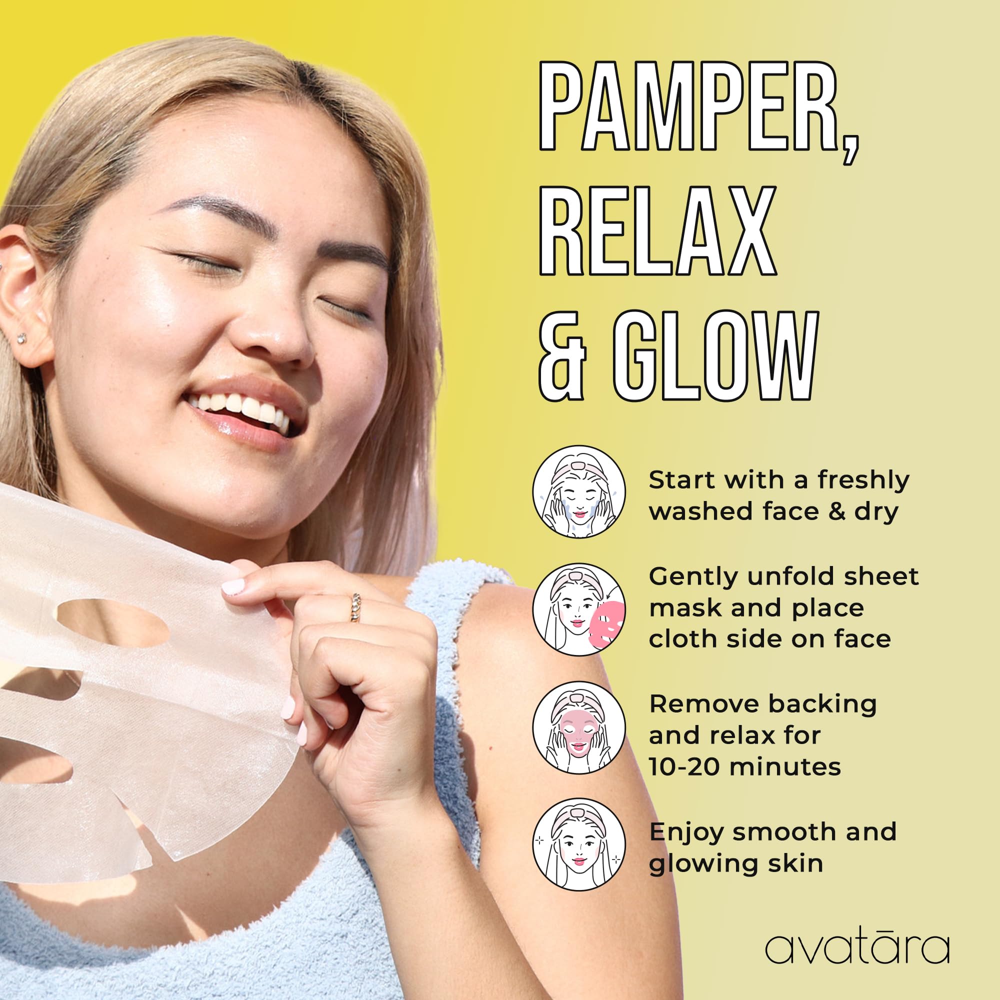 Avatara Juicy Pineappy Exfoliating Facial Mask 5 Sheets, Beauty And Skincare Sheet Masks, Pineapple Extracts And Clean Ingredien