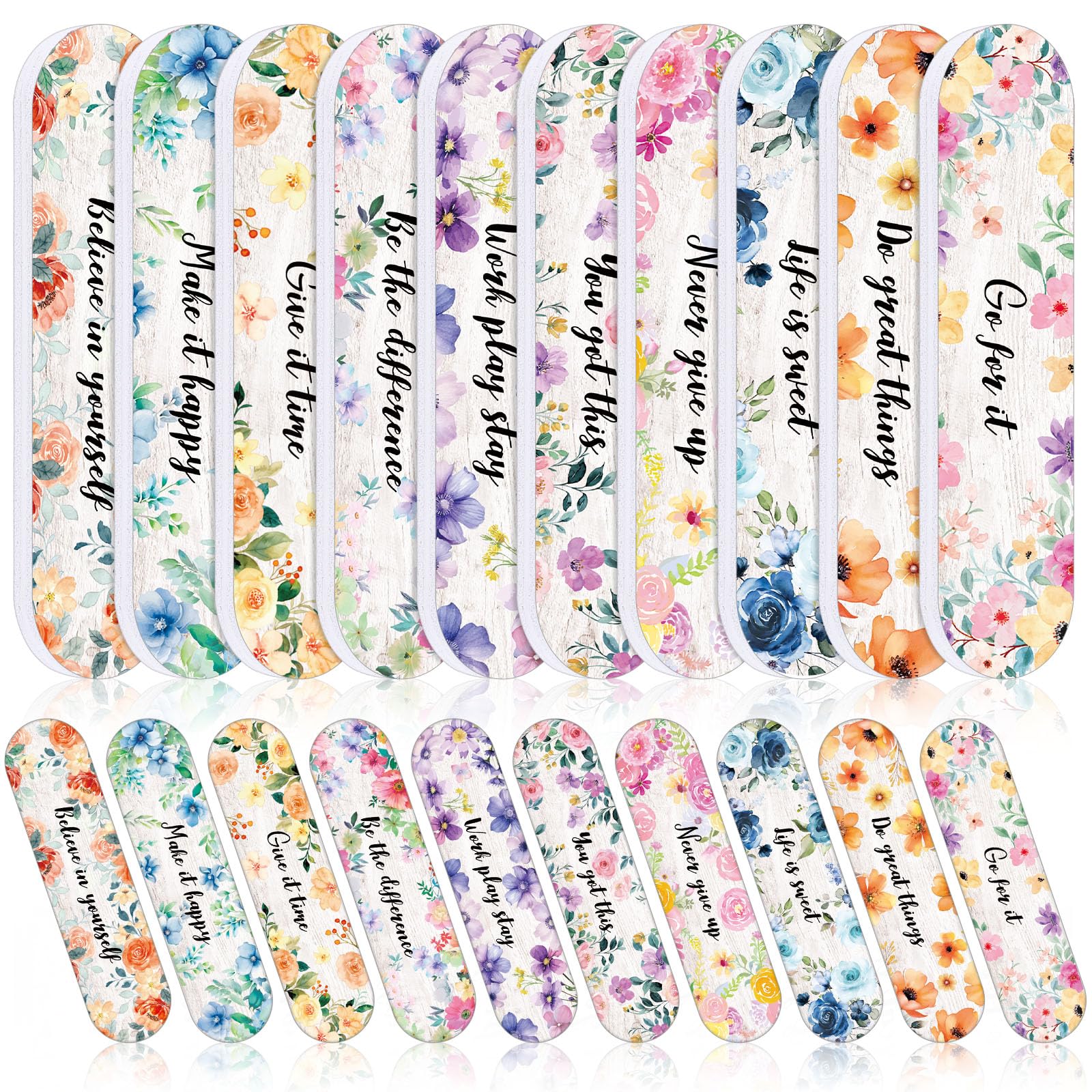 Teenyyou 60 Pcs Mini Nail Files Inspirational Gifts for Women Motivational Floral Double Sided Emery Boards Manicure Tools Siste