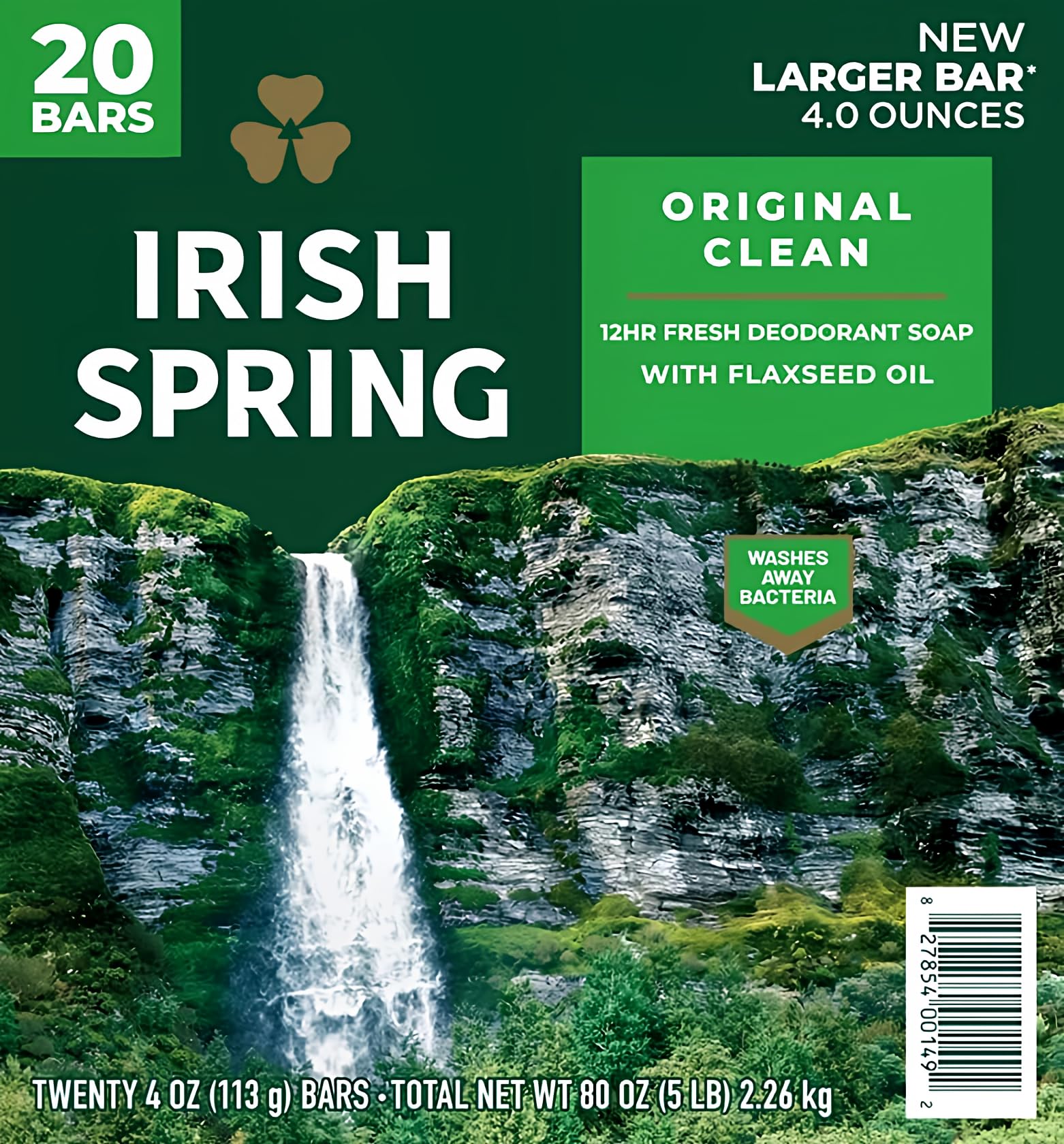 Irish Spring Original Deodorant Soap, Unisex, 3.75 oz (20 Bar)