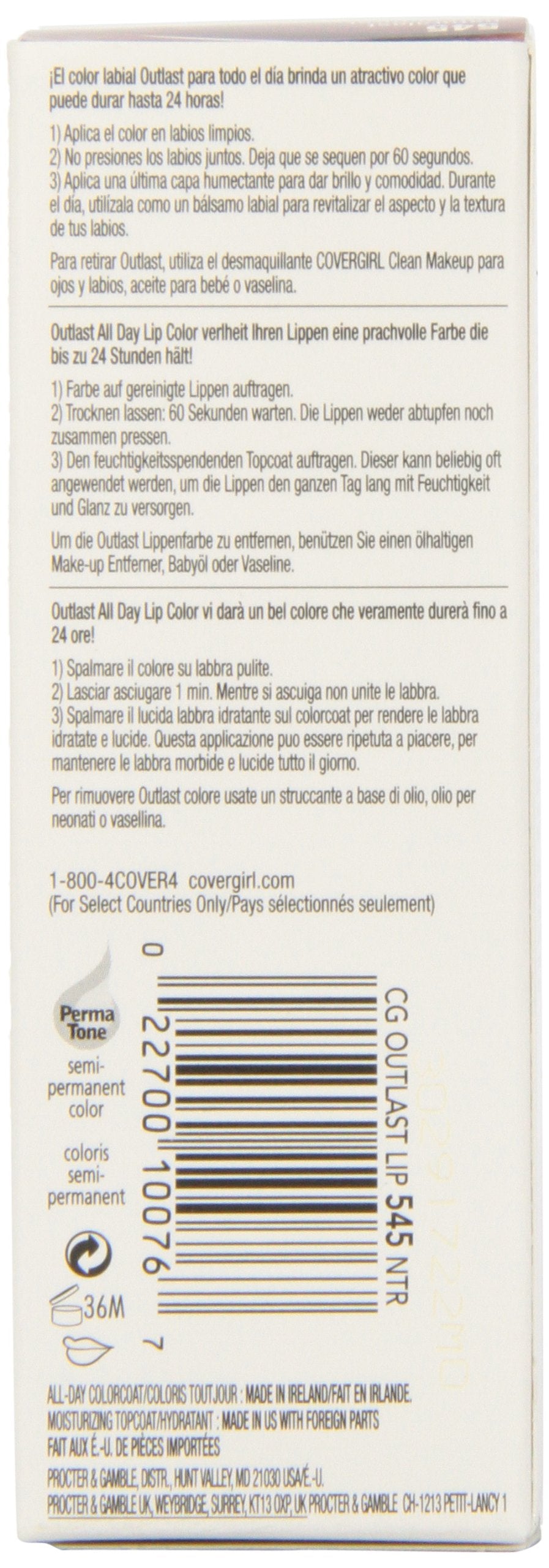Covergirl Outlast All Day Two Step Lipcolor, Naturalast 545, 0.13 Ounce