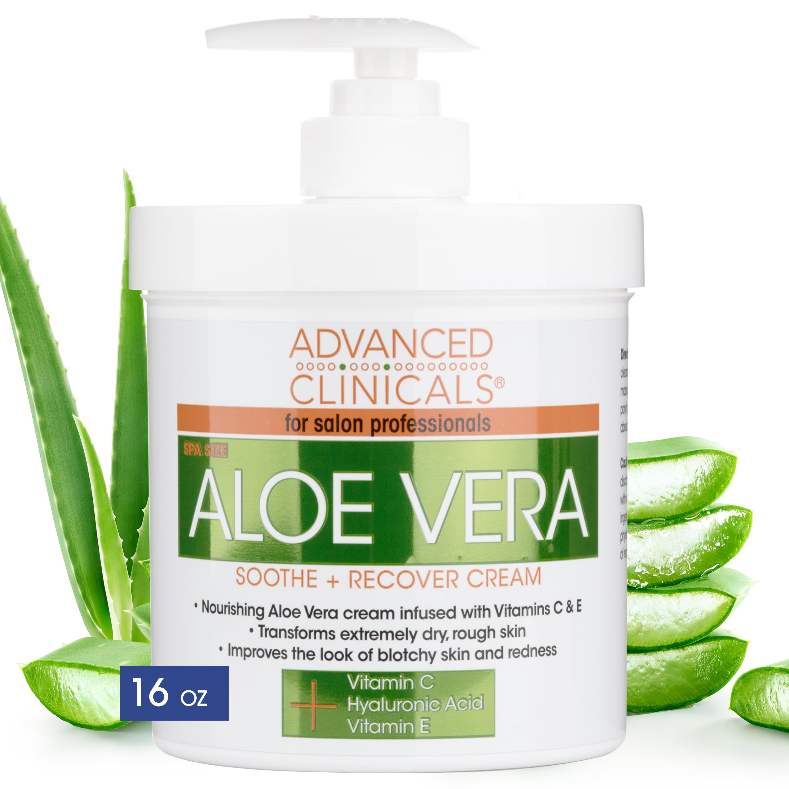 Advanced Clinicals Aloe Vera Lotion For Sun Burn Recovery | After Sun Body Lotion With Vitamin C + Hyaluronic Acid | Damaged Ski
