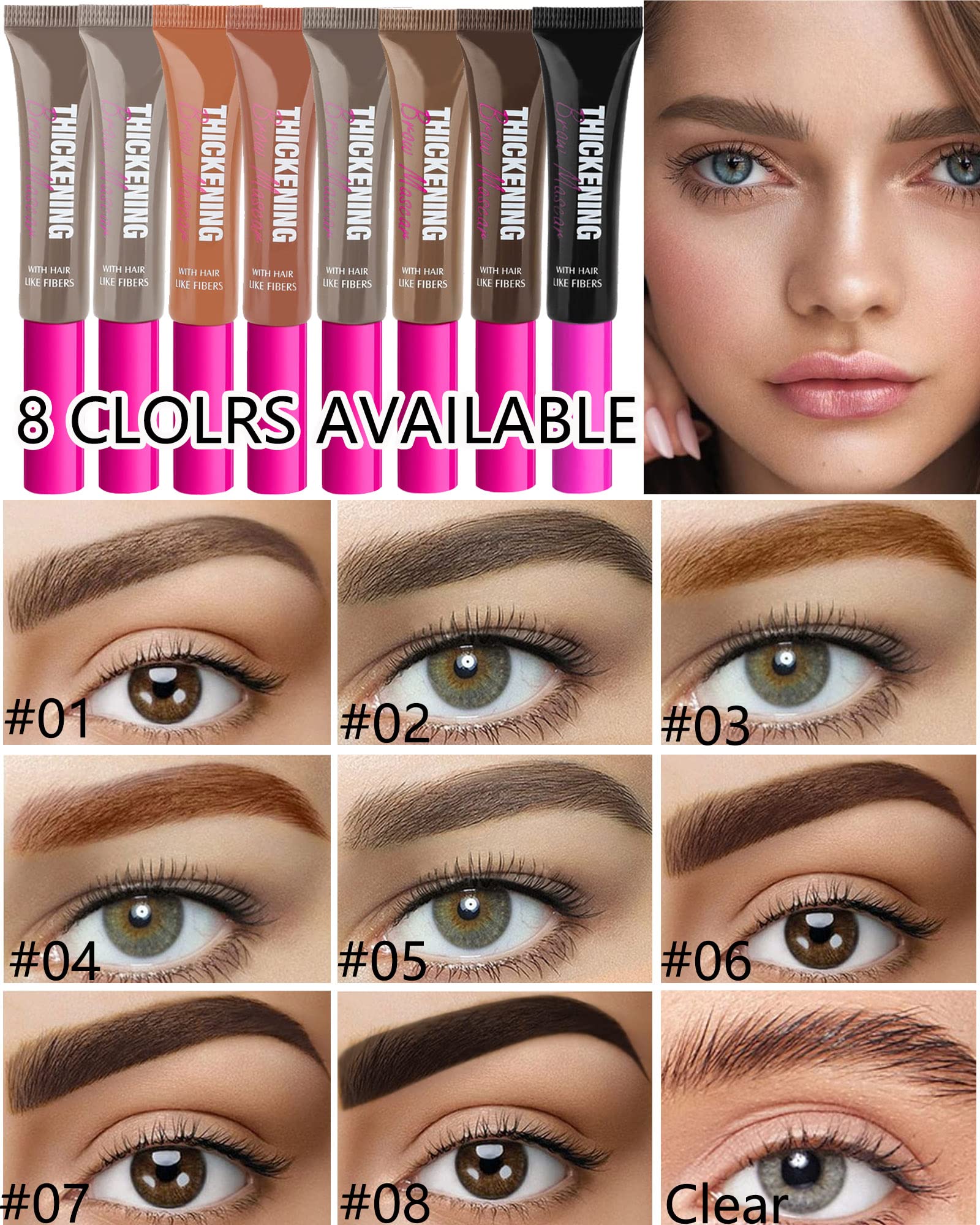 Waterproof Tinted Brow Gel-Blonde Thickening Tint Eyebrow Mascara Gel & Clear Setting Brow Glue,Brow Lift Fast Sculpt,Brow Fille