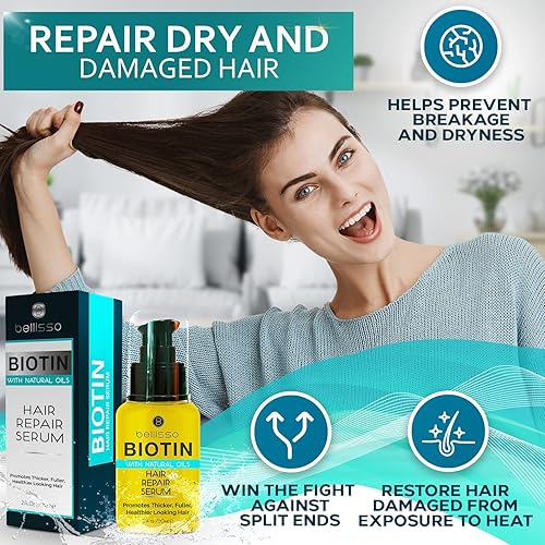 Biotin Hair Thickening Serum For Men And Women - Intense Strengthening Treatment Product With Natural Botanical Oil Blend To Hel