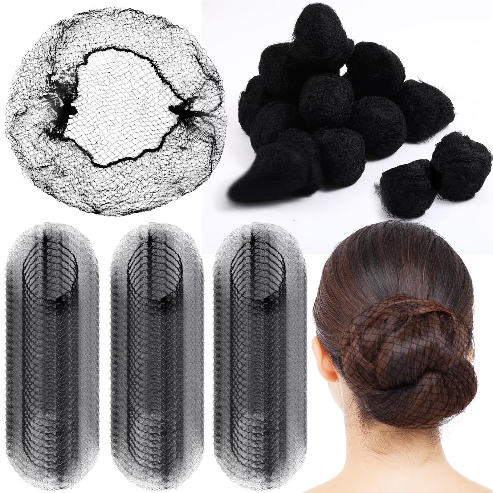 Yuxung 720 Pcs Mesh Hair Nets Bulk 24 Inches Black Elasticity Invisible Elastic Wig Nets Mesh Hairnets Hair Accessories for Wome