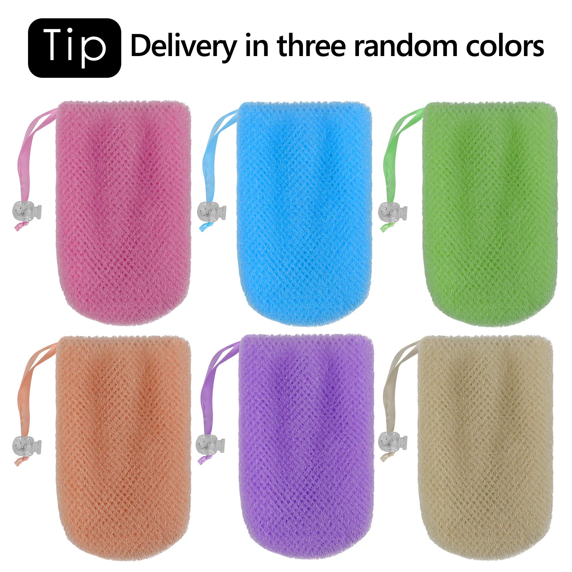 Linkidea 3 Pack Soap Bag, Exfoliating Soap Saver Pouch, Exfoliator Sponge Soap Pocket Drawstring Bags, Body Scrubber For Bath Sh