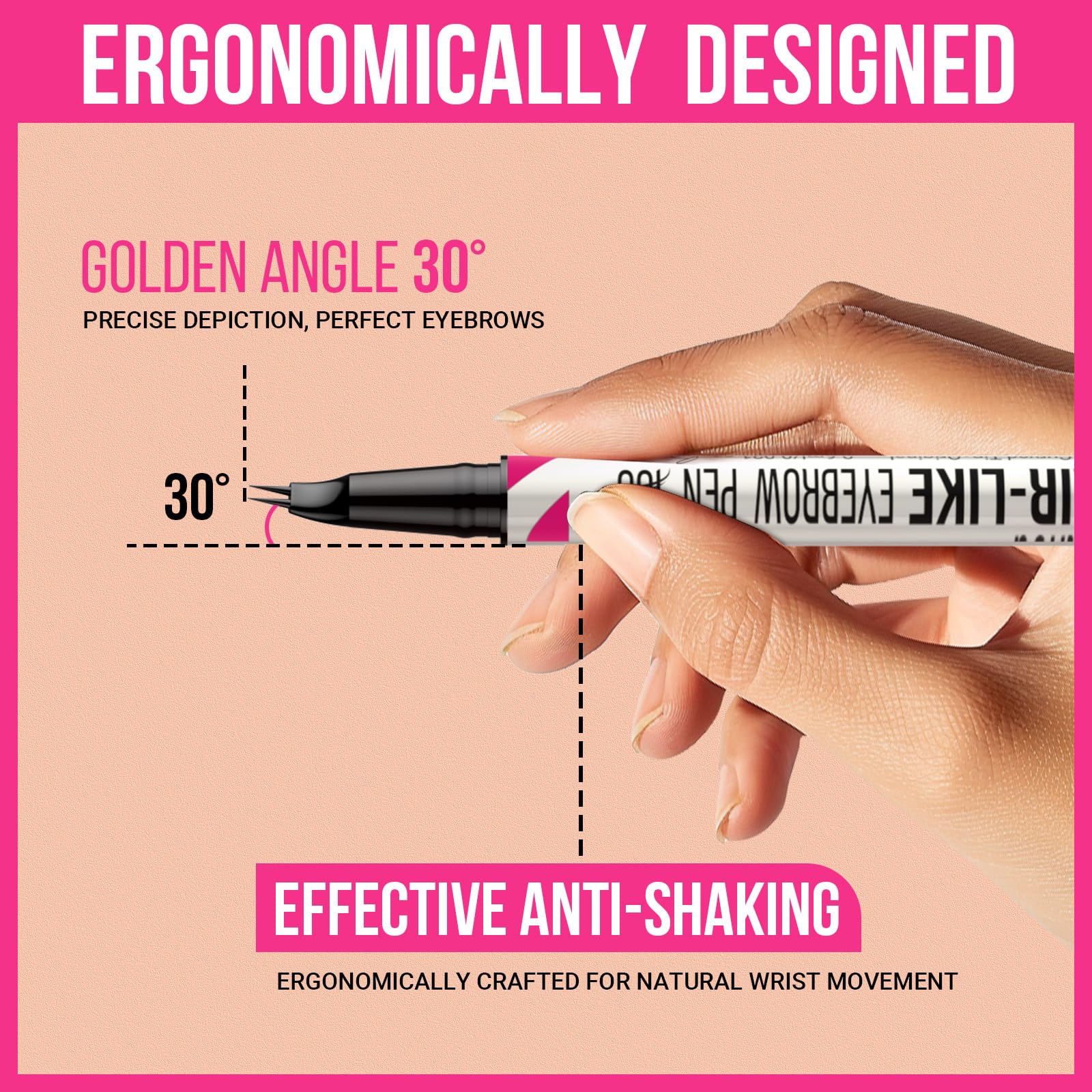 Imethod Curved Eyebrow Pen - Eyebrow Pencil 2-In-1 Dual-Ended Eyebrow Pen With Curved Tip And Precise Brush-Tip For Natural Hair