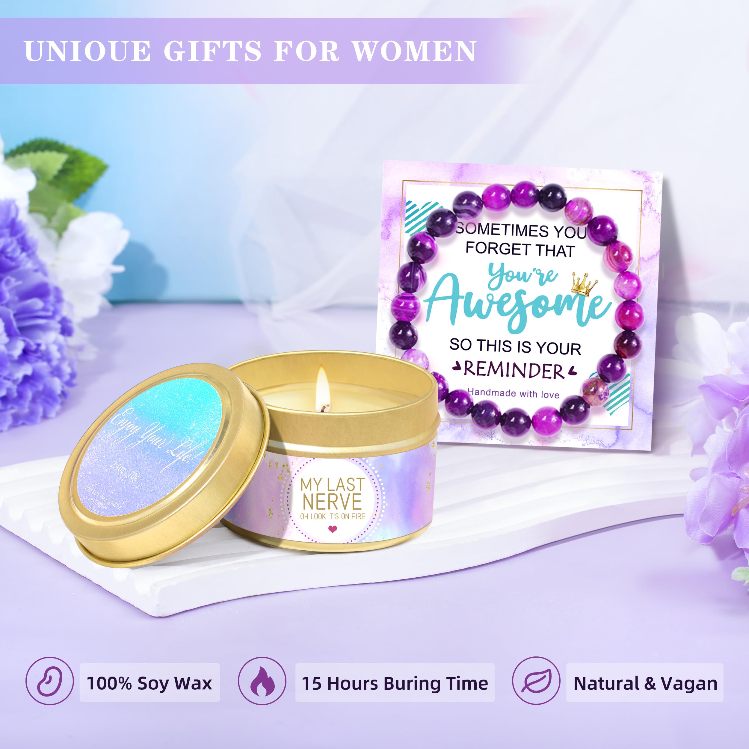 Gifts For Women, Birthday Gifts For Women, Sister, Wife, Teacher, 9Pcs Lavender Care Package Gifts Set, Get Well Soon Gifts For