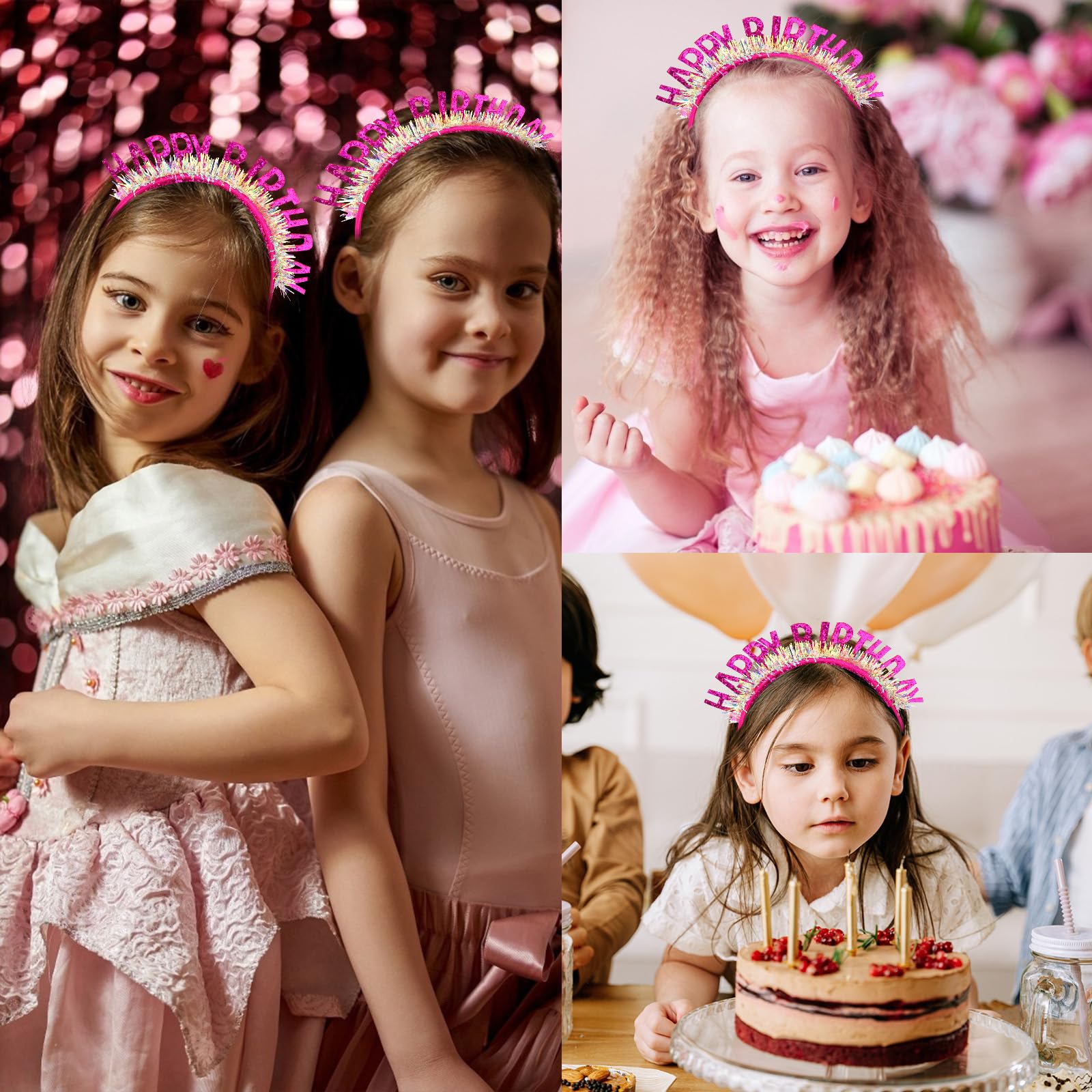 Cieher Birthday Crown Headband, Tiara For Women Girls, Birthday Girl Decorations And Gifts - Rose Pink
