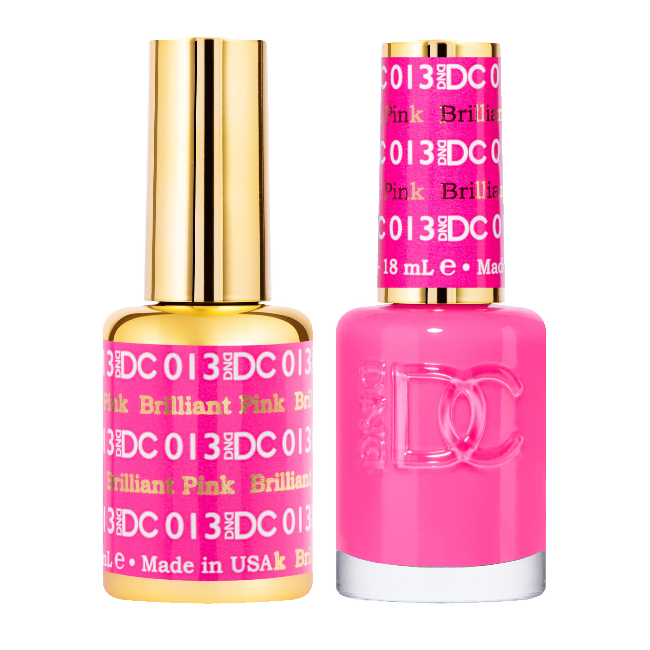 DND DC Gel Polish Set, Pink Collection, UV/LED Gel Polish and Air Dry Nail Lacquer, Matching Chip-Free Polish Duo, 013 Brilliant
