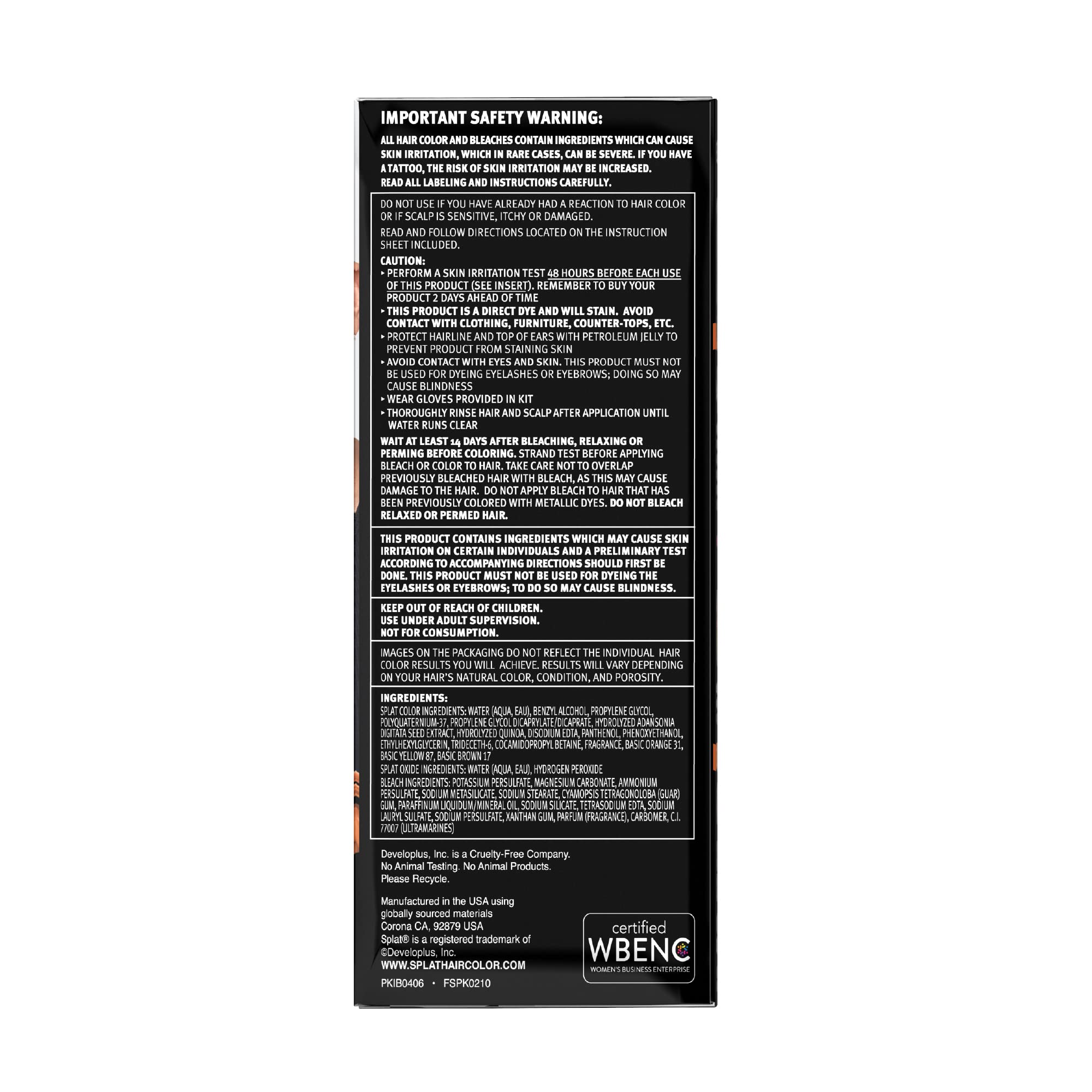 Splat Semi-Permanent Complete Hair Color Kit/Spicy Copper