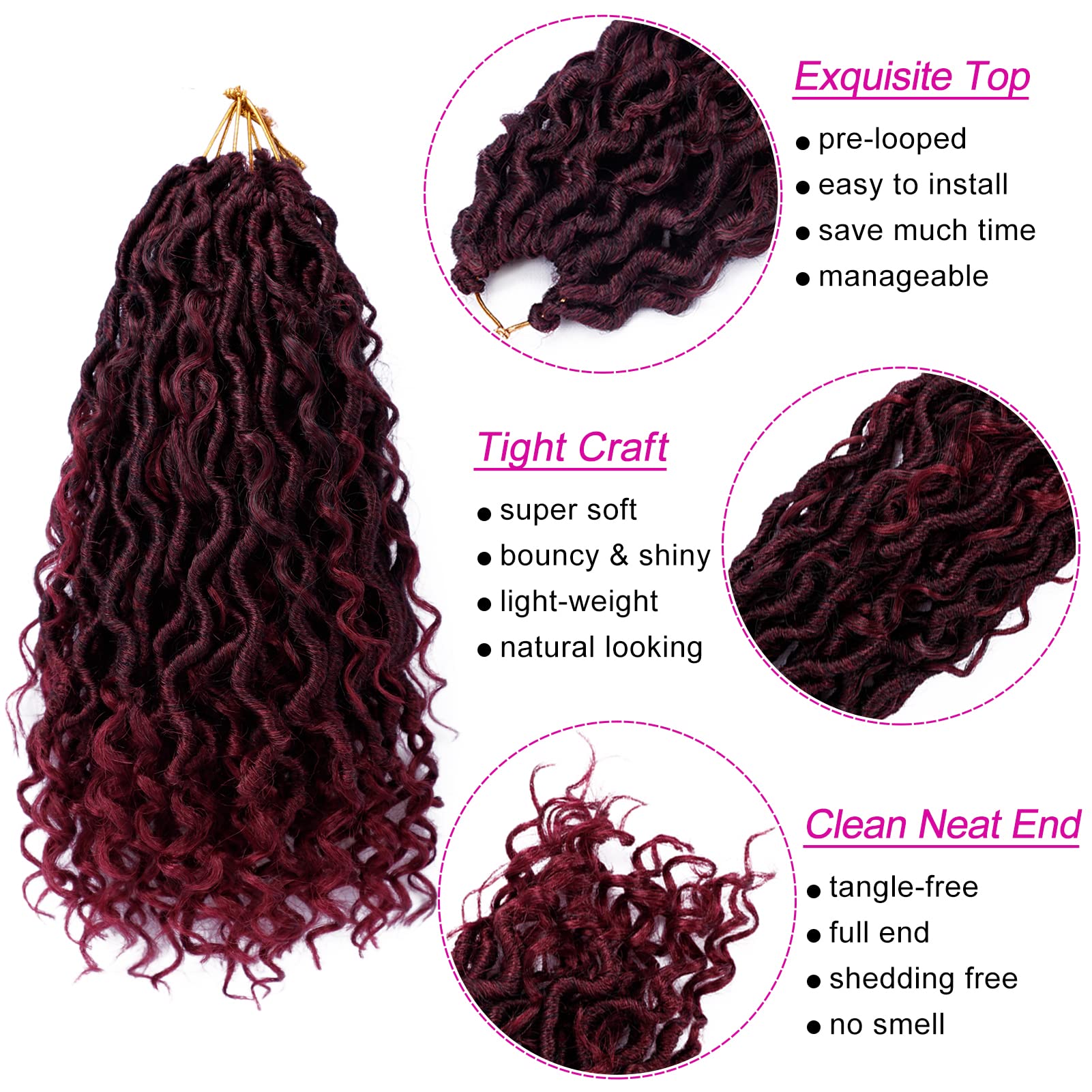 Faux Locs Crochet Hair 14 Inch Boho Goddess Locs Crochet Hair 7 Packs Pre Looped Crochet Hair For Black Women River Locs Crochet