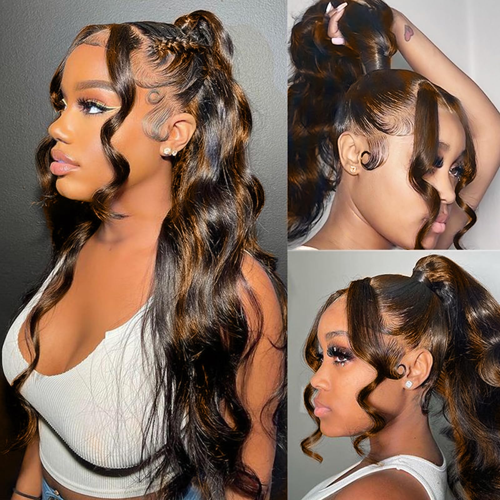 Arabella 360 Lace Front Wigs Human Hair Fbp30 Highlight Ombre Lace Front Wig Human Hair 12A Full Lace Wigs Human Hair 210% Densi