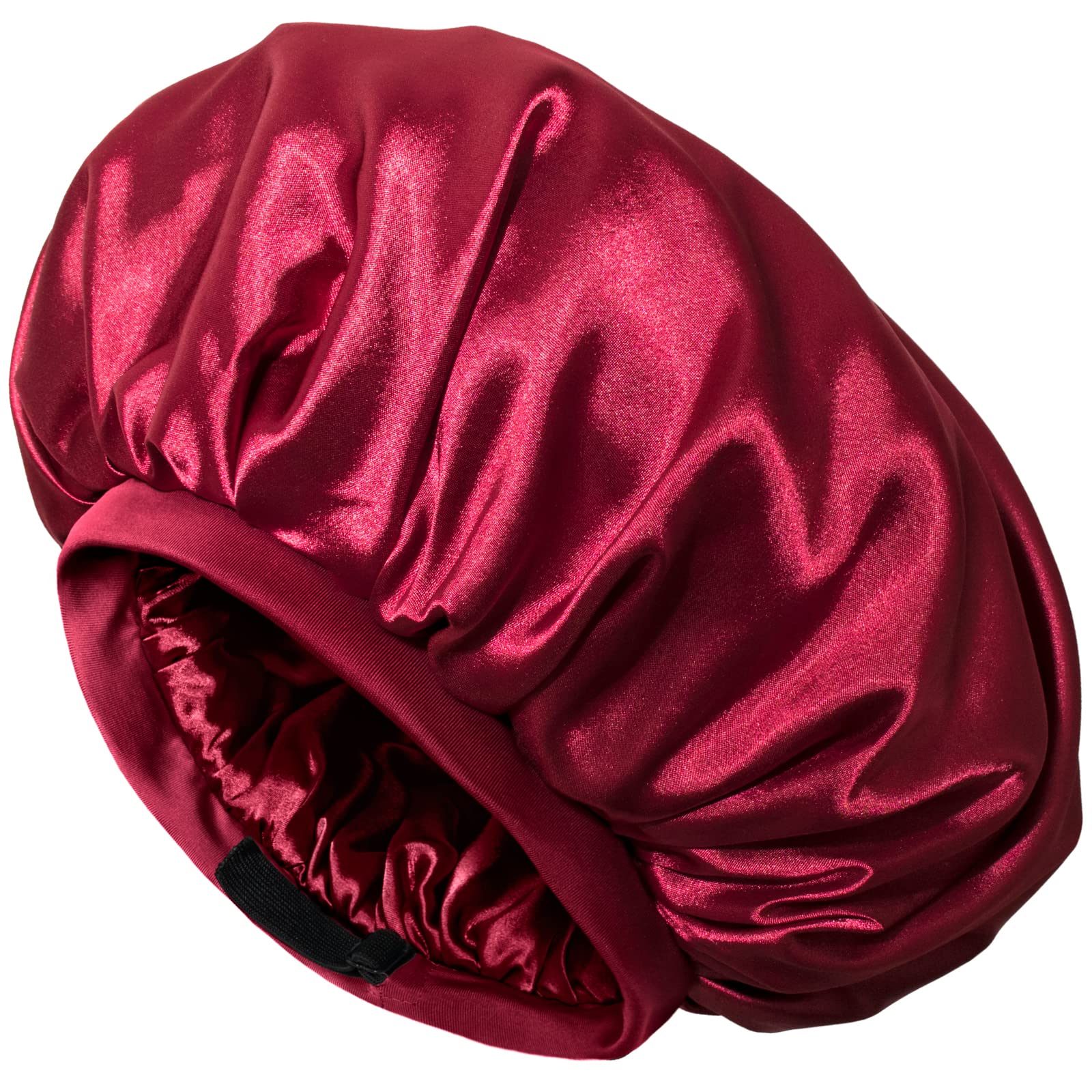 Satin Bonnet Adjustable Sleeping Silk Bonnet Black Women Men Double Layer Satin Lined Sleep Cap for Sleeping Hair Wrap Silk Hair