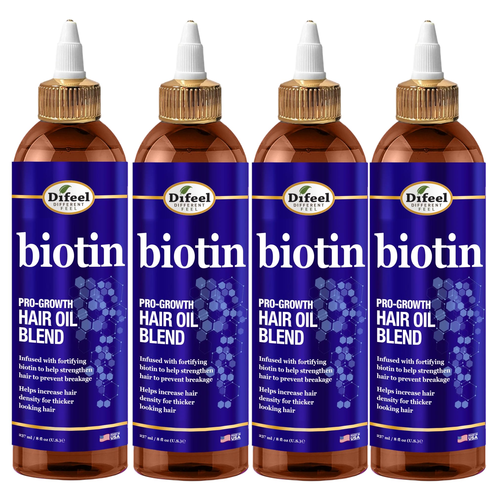 Difeel Biotin ProGrowth Hair Oil Blend 8 ounce (PACK OF 4)