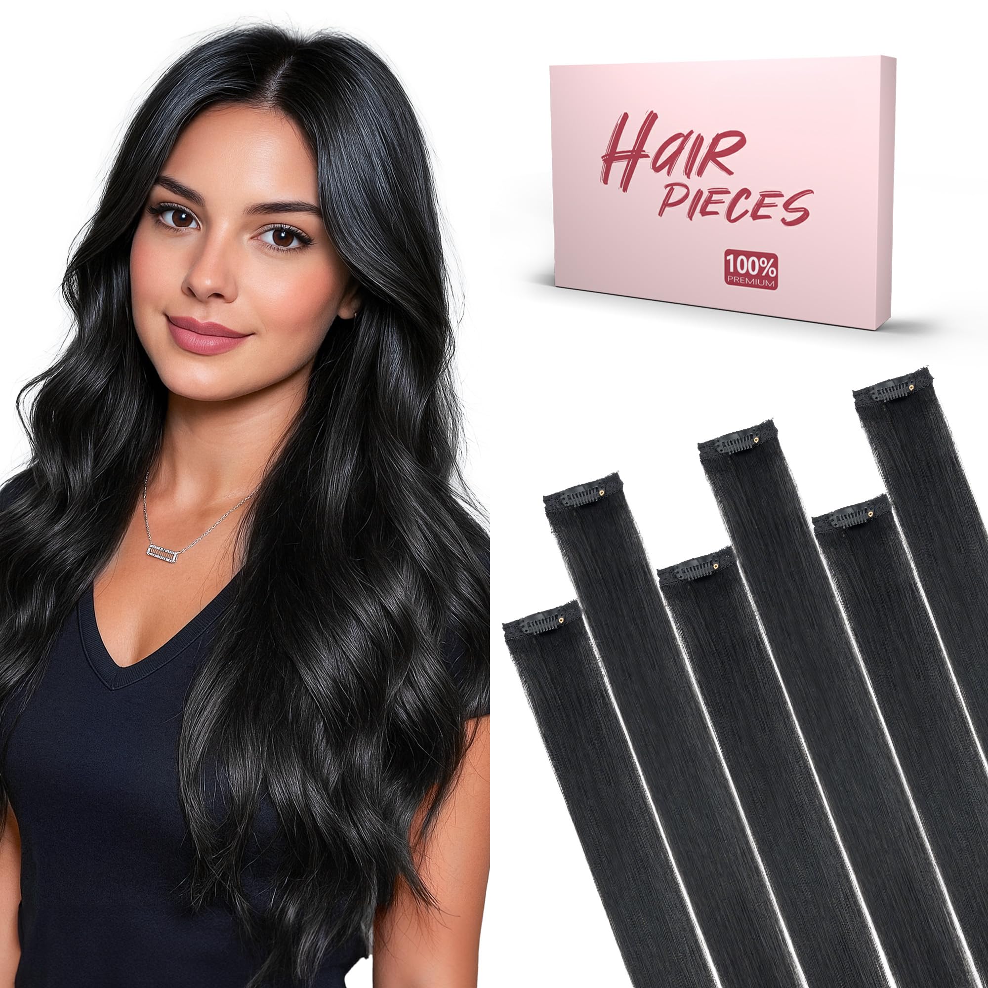 SEGO Clip In Hair Extensions Real Human Hair Single 6 Pcs Individual Clip Ins Remy Straight Soft Seamless Hairpieces for Women -