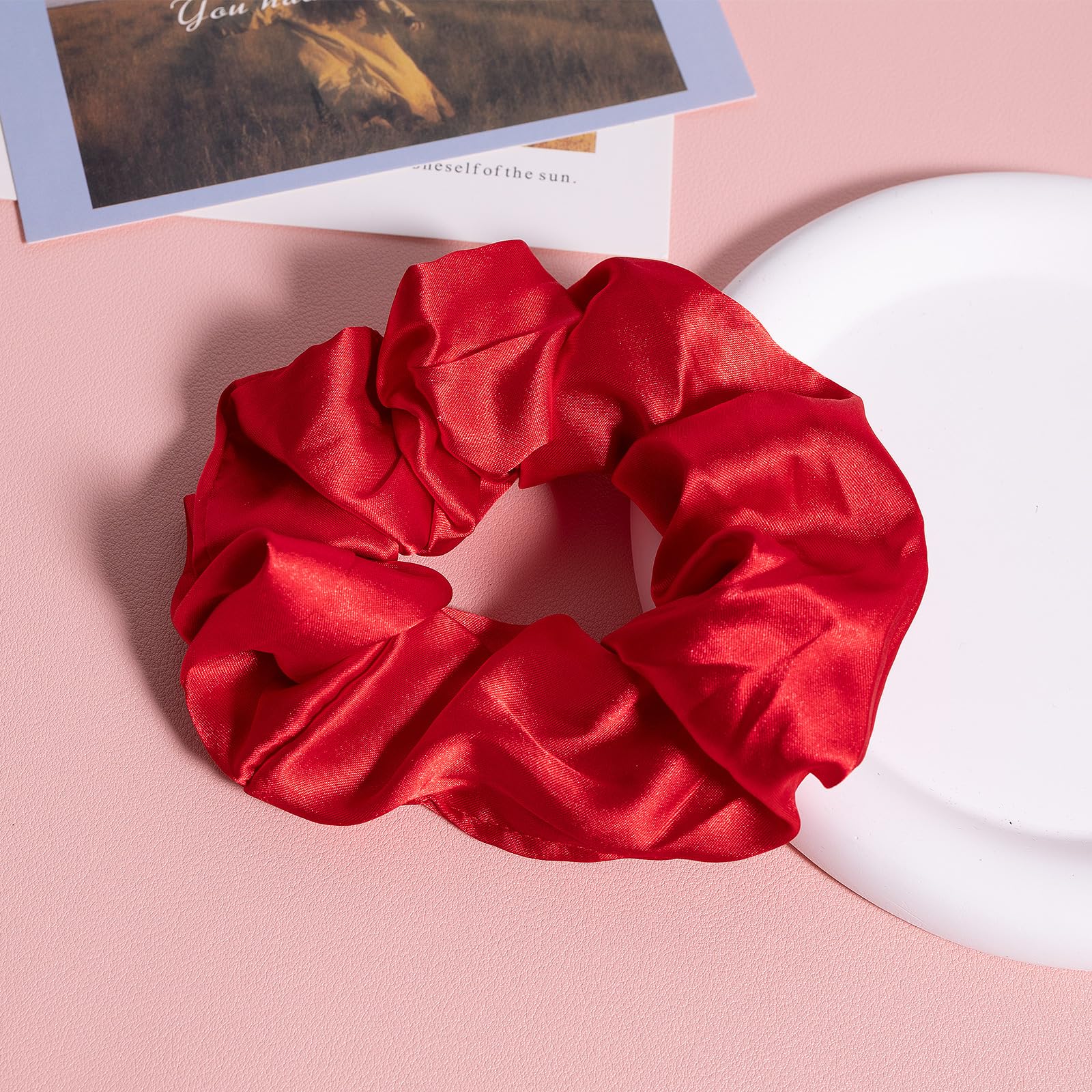 Silk Hair Scrunchies Red Blue Mulberry Silky Scrunchy Large For Women Girls Curly Thick Fine Hair Tie Sleep Elastic Band Ponytai