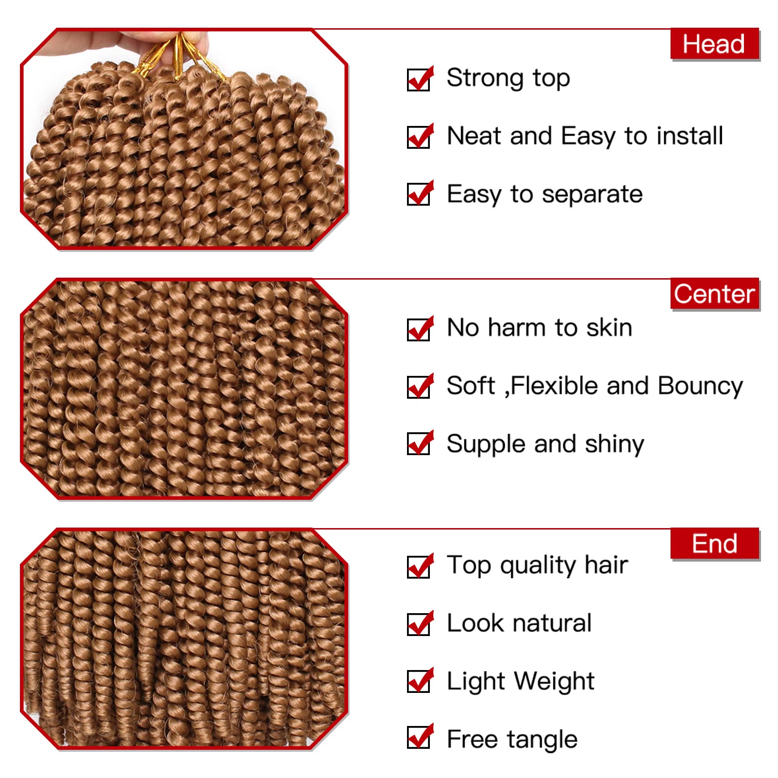 Xtrend 12 Inch Honey Blond Spring Twist Hair For Butterfly Faux Locks Synthetic Crochet Braids Hair For Women Crochet Braiding H
