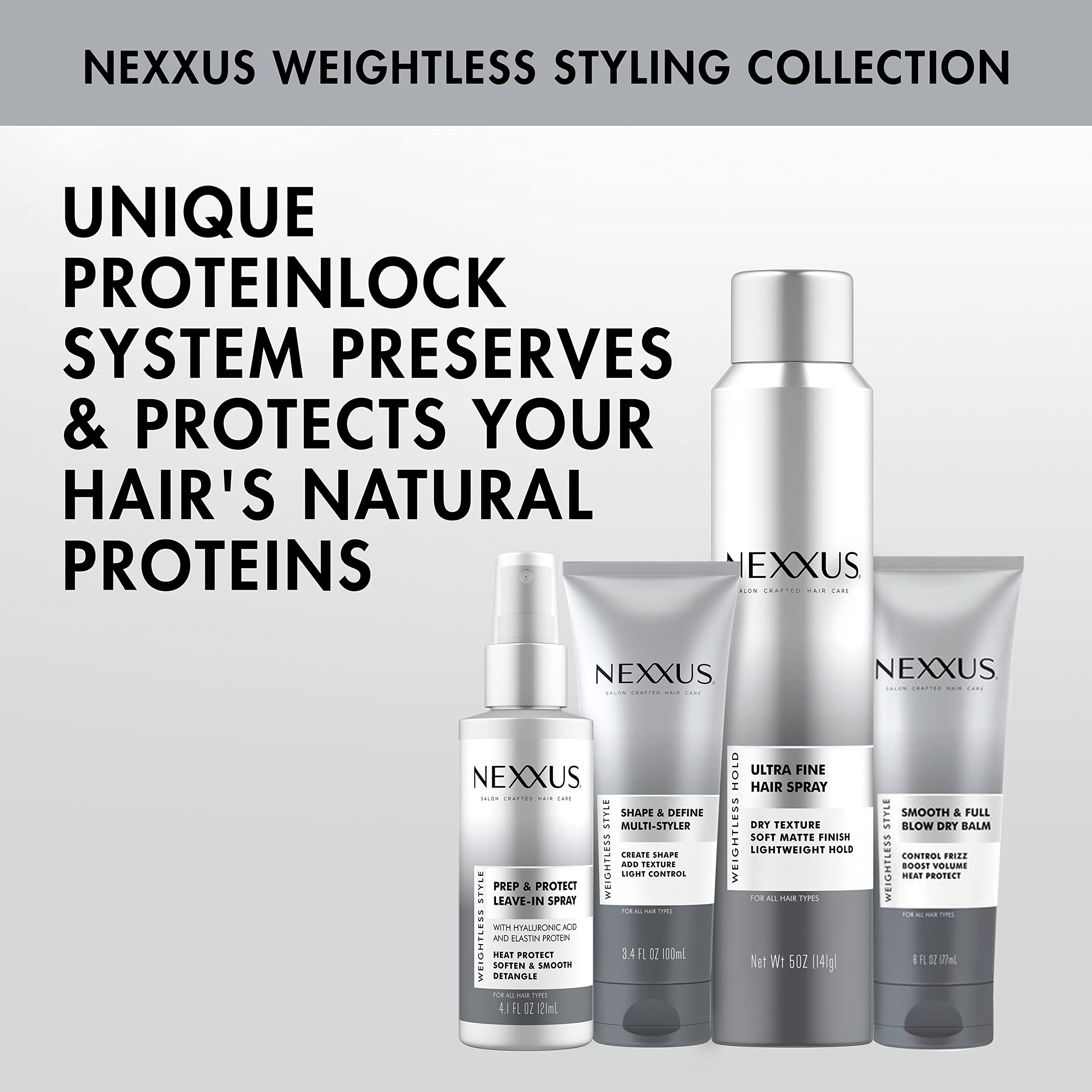 Nexxus Prep & Protect Leave-In Spray Weightless Style Detangler Leave-in Conditioner Spray Moisturizer, Detangler & Heat Protect