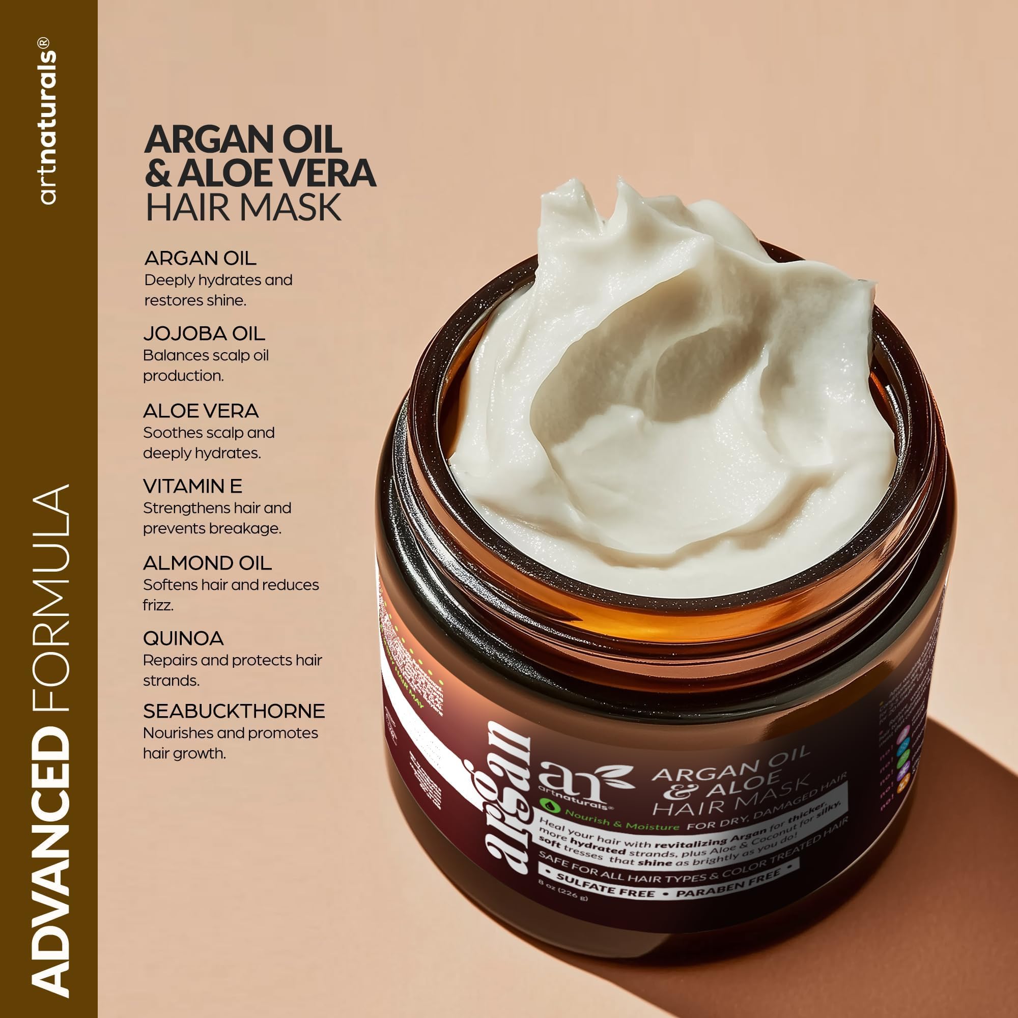 Hair Mask + Silk Bonnet For Sleeping Women Set - Deep Conditioner & Leave-In Conditioner For Dry, Damaged Hair - Argan Oil, Jojo