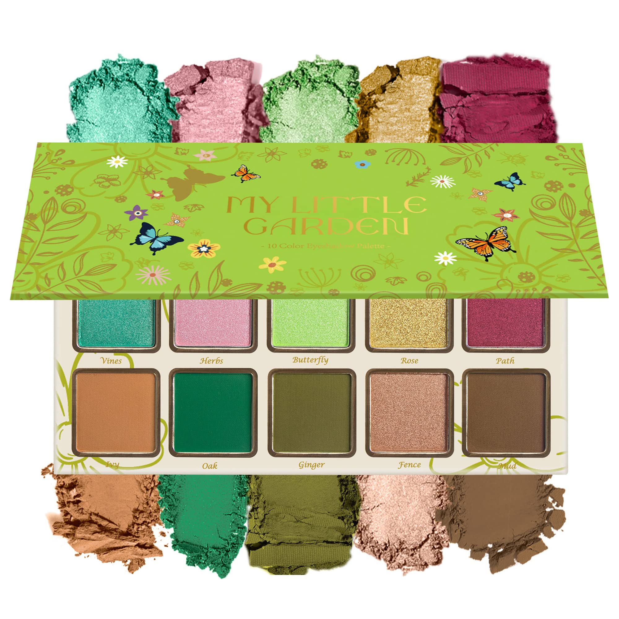 MAKI YIKA Green Eyeshadow Palette 10 Color Bright Emerald Olive Green Eye Shadow Shimmer Matte High Pigmented Long Lasting Glitt