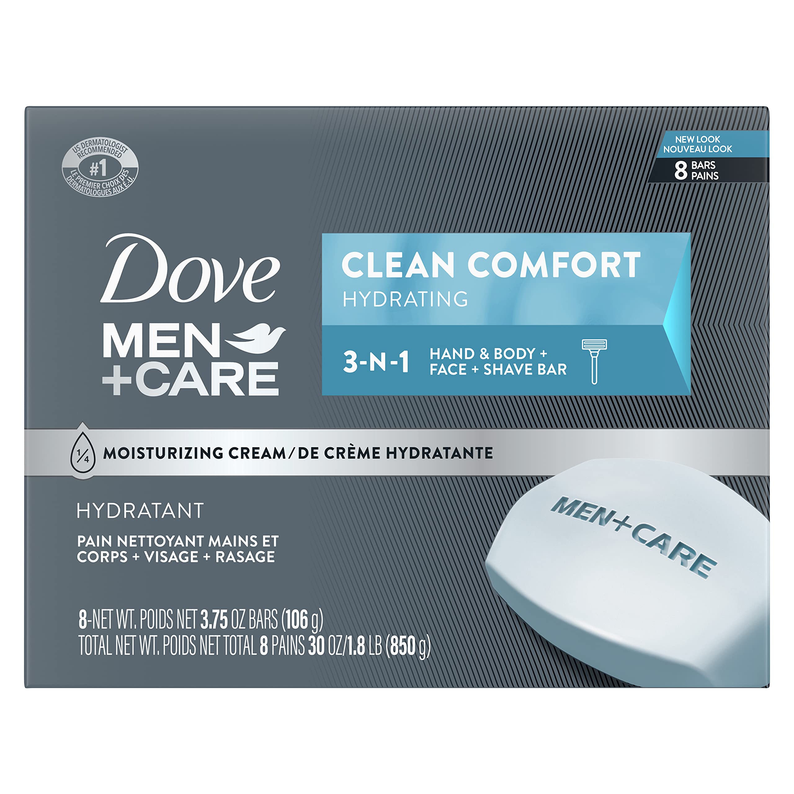 DOVE MEN + CARE Body and Face Bar To Clean and Hydrate Skin Body and Facial Cleanser More Moisturizing Than Bar Soap 3.75 oz 8 B