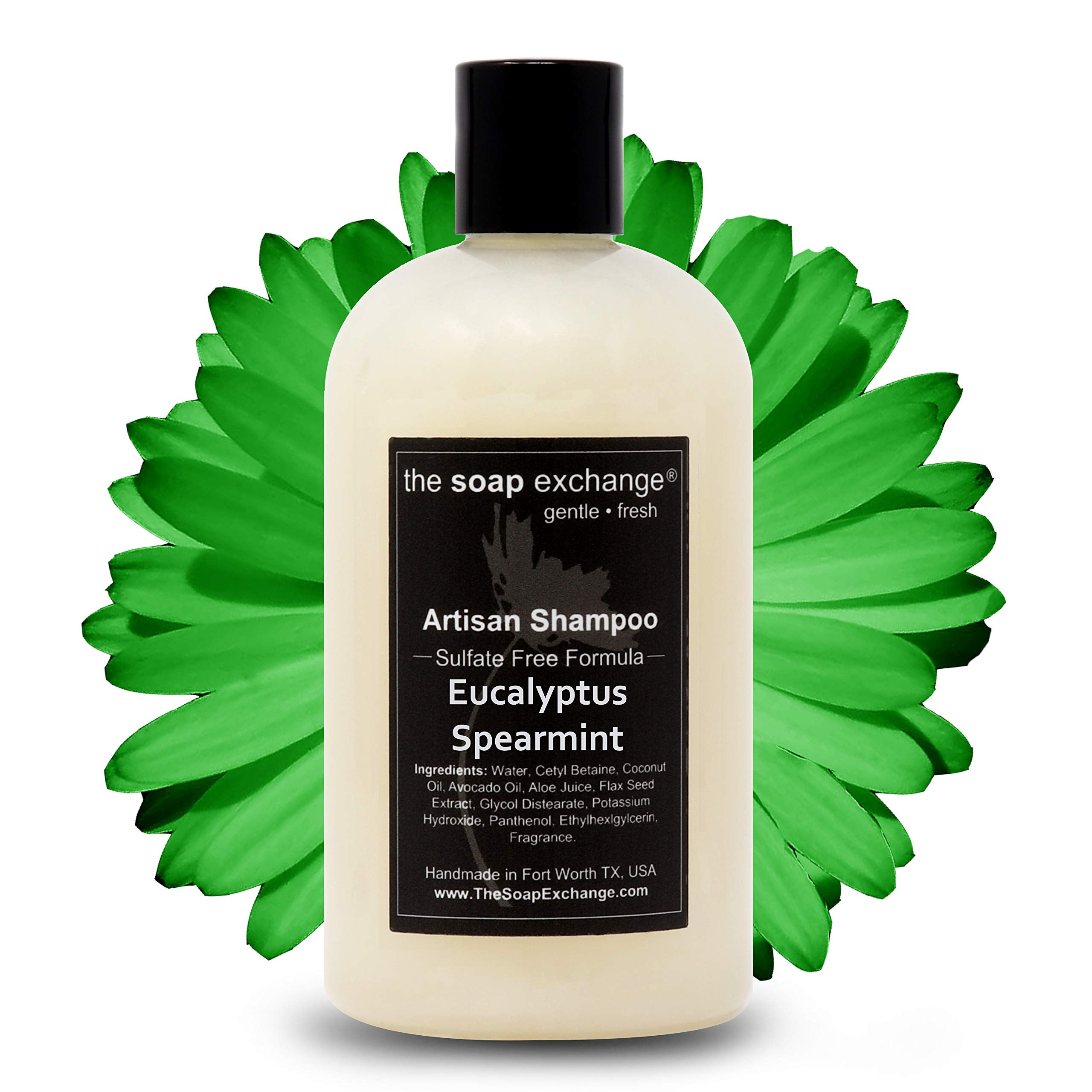 The Soap Exchange Hair Shampoo - Eucalyptus & Spearmint Scent - Hand Crafted 12 fl oz / 354 ml Natural Artisan Hair Care, Gentle