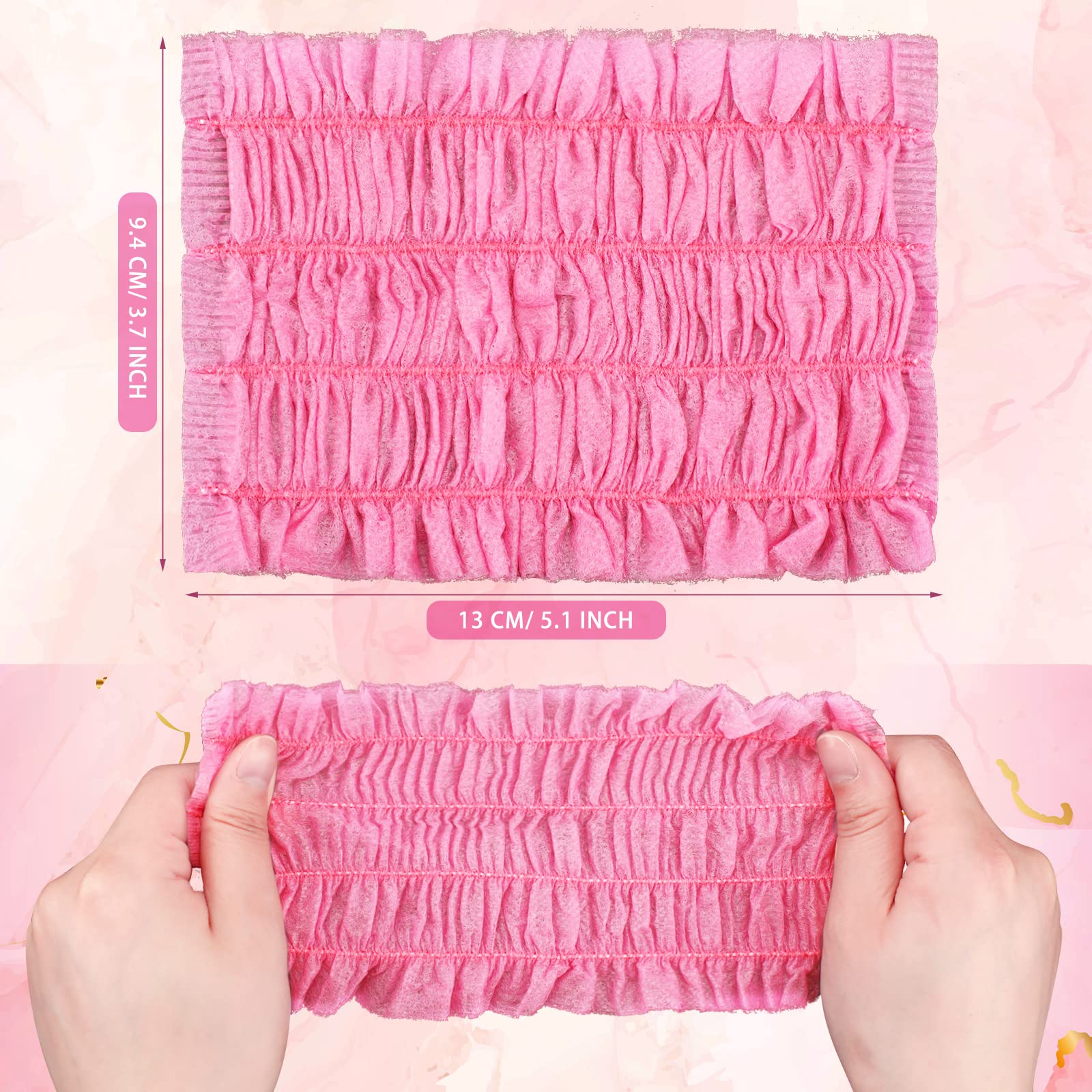 Chuangdi 100 Pieces Disposable Spa Headbands Soft Non-woven Facial Hair Band Elastic Facial Head Wraps Cloth Stretch Skin Care M