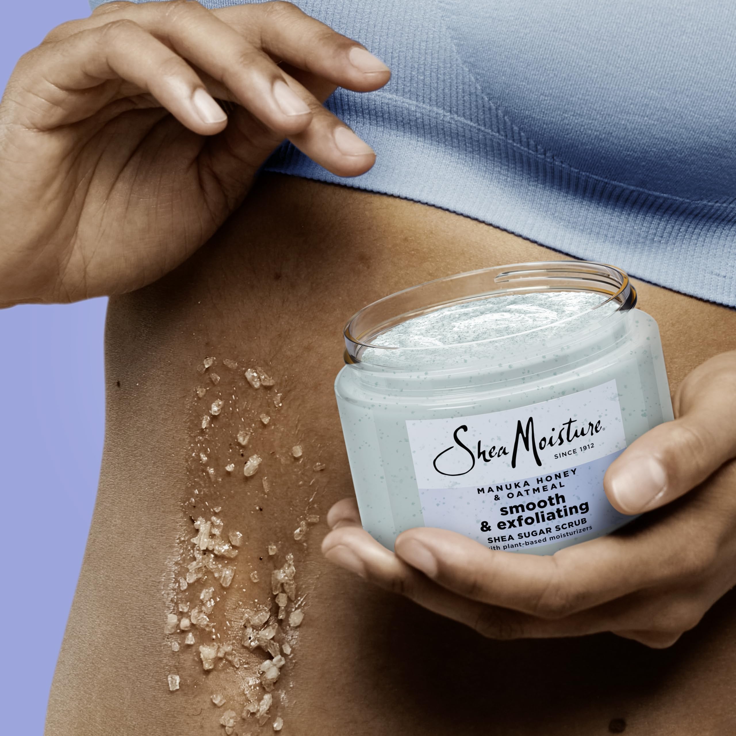 SheaMoisture Shea Sugar Body Scrub Manuka Honey Oatmeal for smooth & exfoliating Smooth and Exfoliating Body scrub with 24h shea