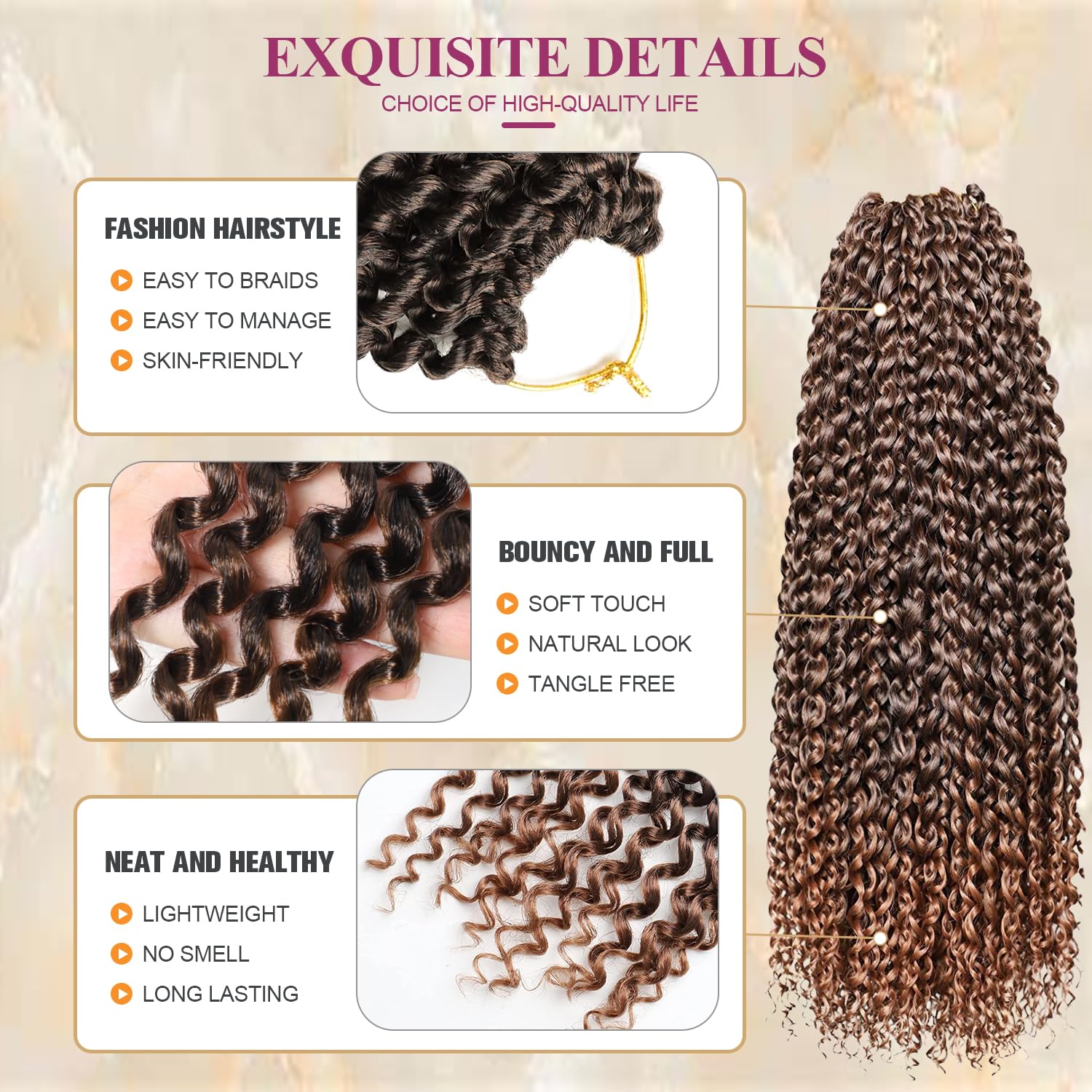 Passion Twist Hair 18 Inch 8 Packs Water Wave Crochet Hair For Black Women Passion Twists Braiding Hair Long Bohemian Spring Twi