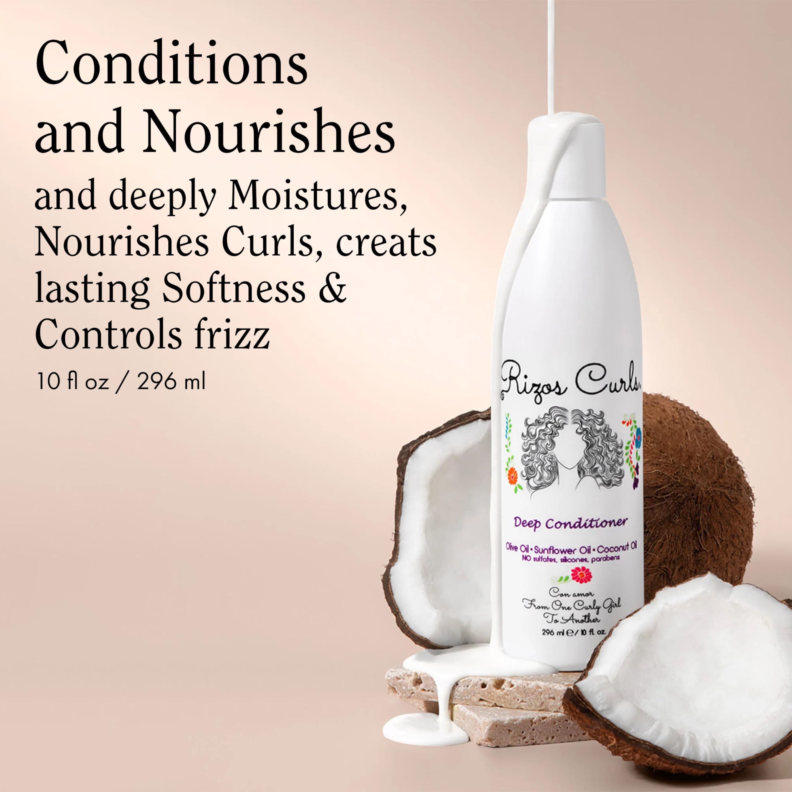 Rizos Curls Travel Deep Conditioner, Strengthens & Moisturizes Hair while Controlling Frizz, Add Softness and Manageability with
