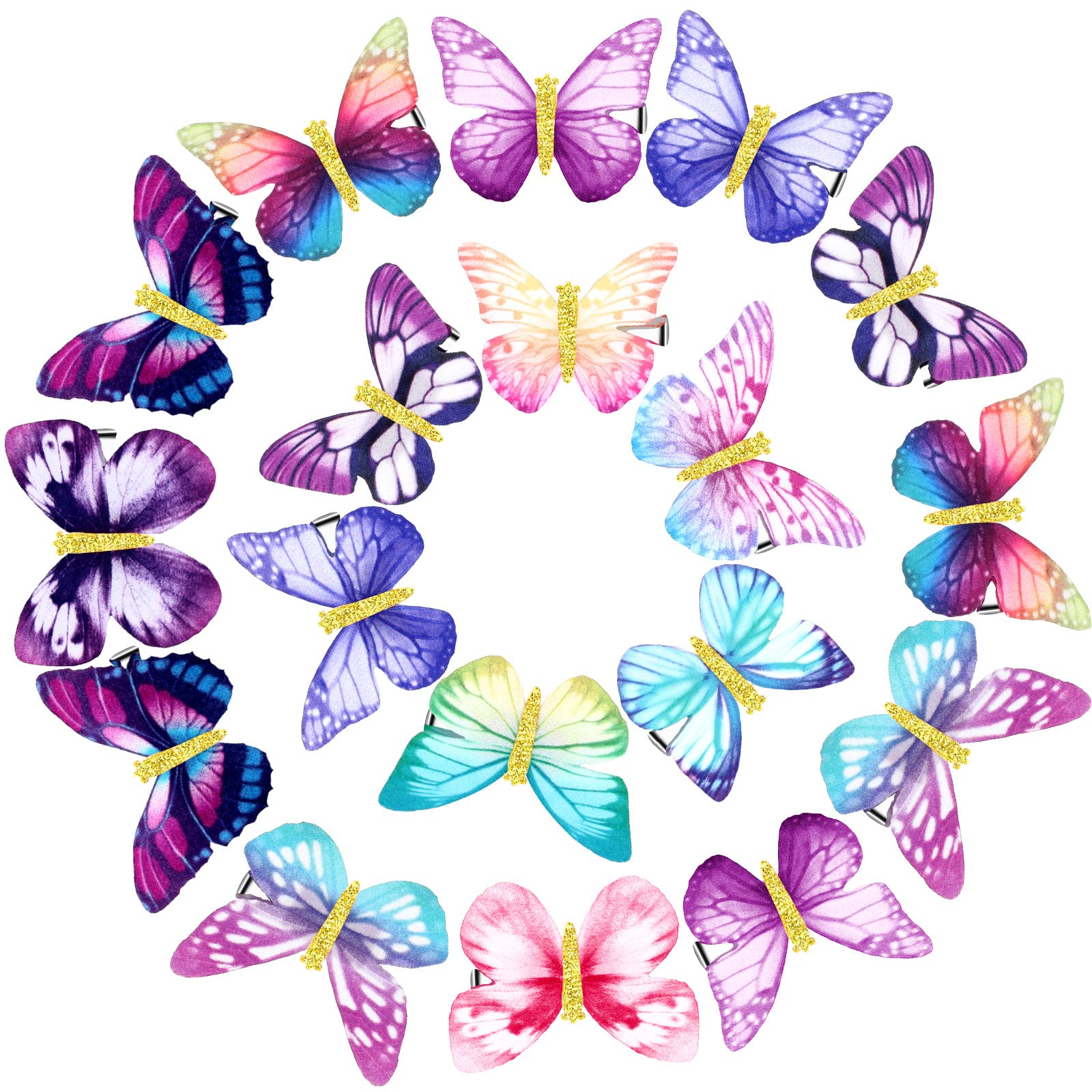 Boao 18 Pieces Glitter Butterfly Hair Clips for Girls Teens Women Hair Accessories (Vibrant Styles)